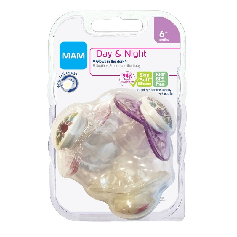 MAM Day/Night Triple Pack, 6+ Months - Purple/Pink 3ct