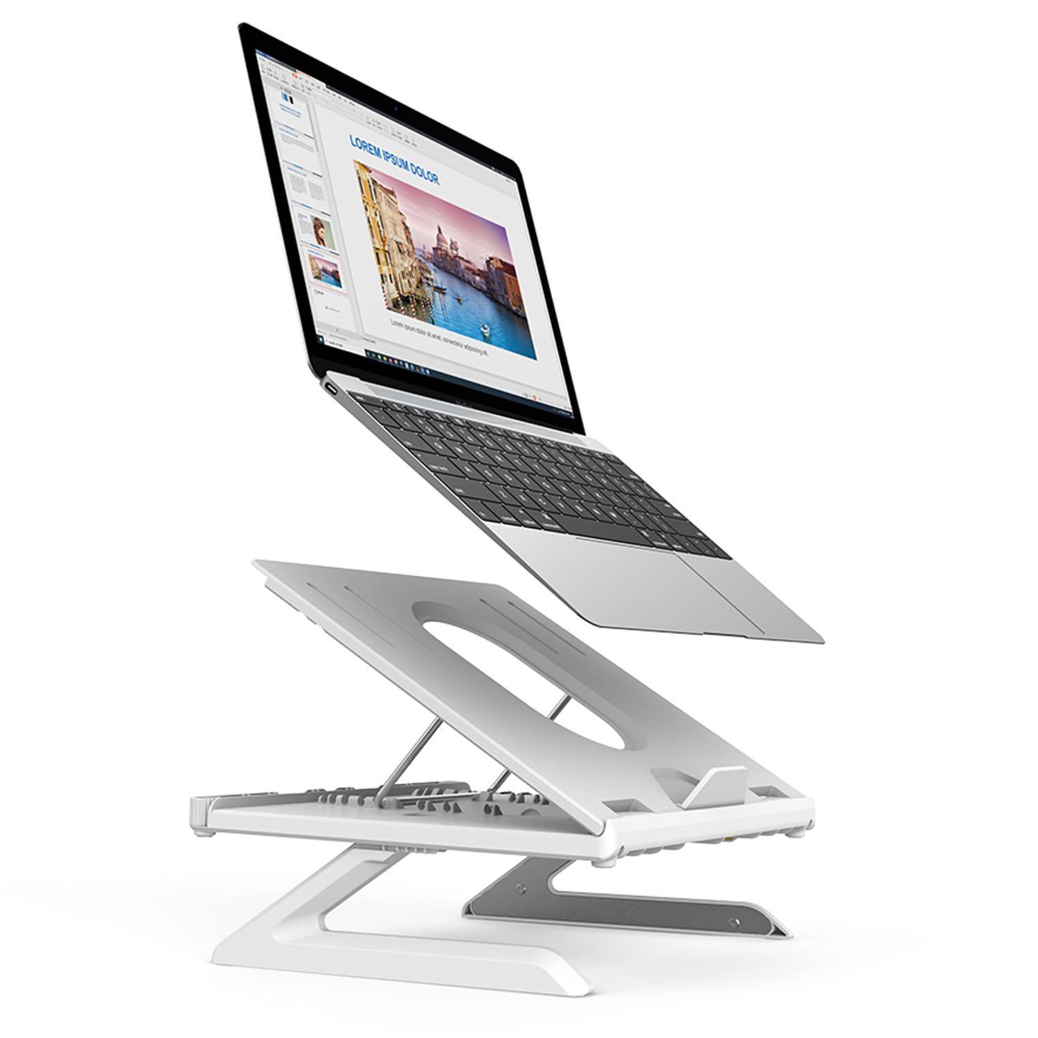 OImaster Laptop Stand Adjustable Computer Stand Patented, Multi-Angle Stand Portable Foldable Laptop Riser Phone Stand Notebook Holder Compatible for MacBook, Air, Pro, Surface 9-15.6&rdquo;Laptop Black