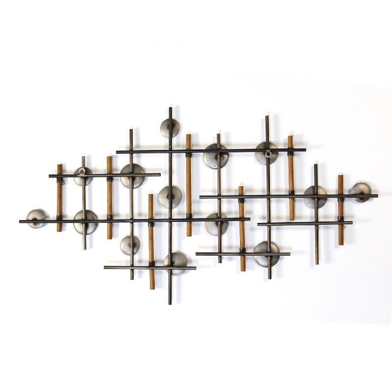 39.37" x 23.62" Metal and Wood Wall Sculpture Gunmetal - Stratton Home Décor