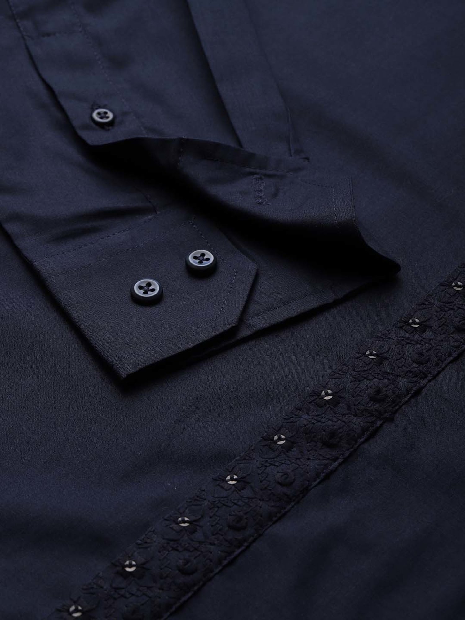 Don Vino Navy Regular Fit Self Design Shirt