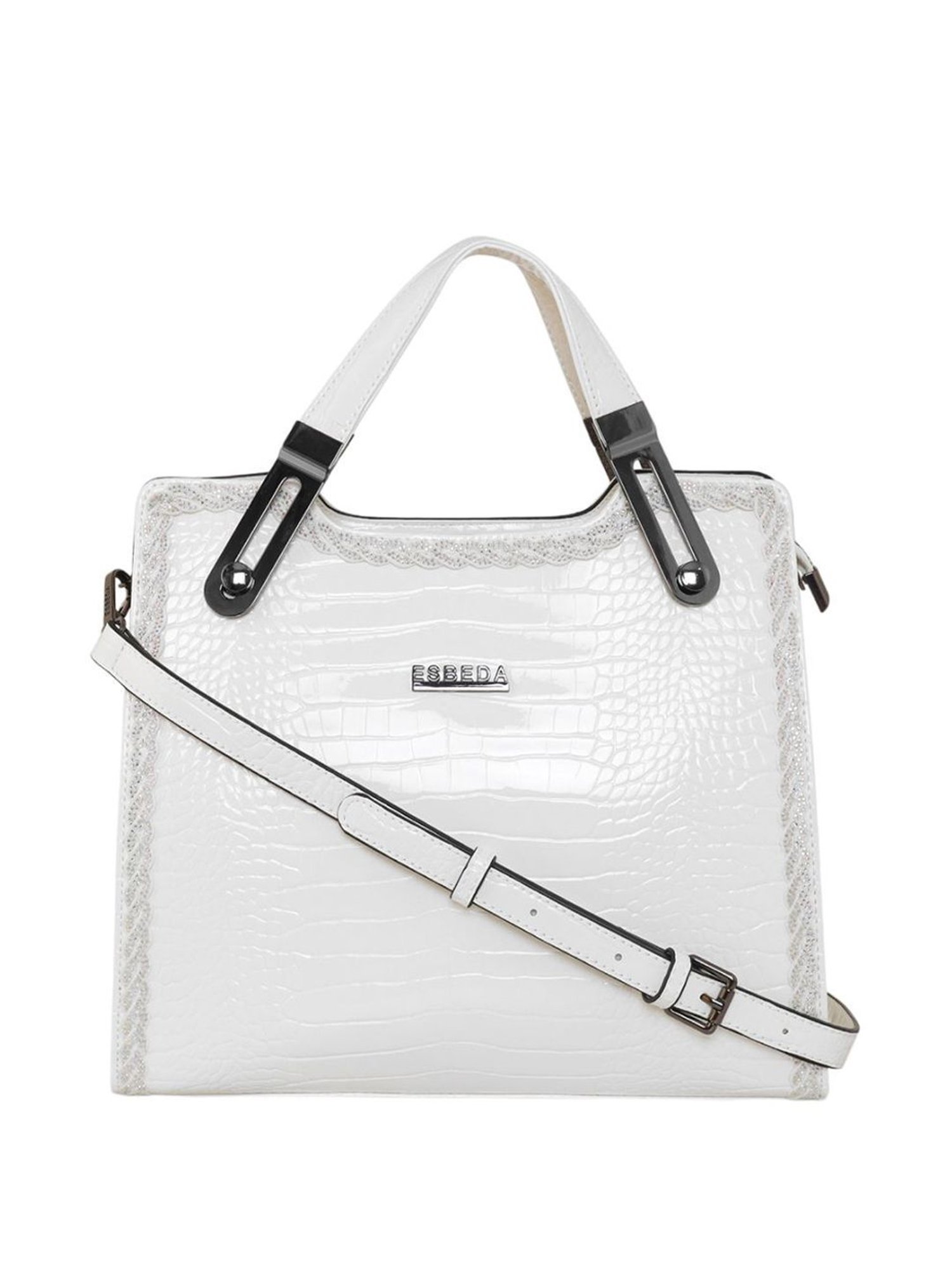 Esbeda White PU Textured Handbag