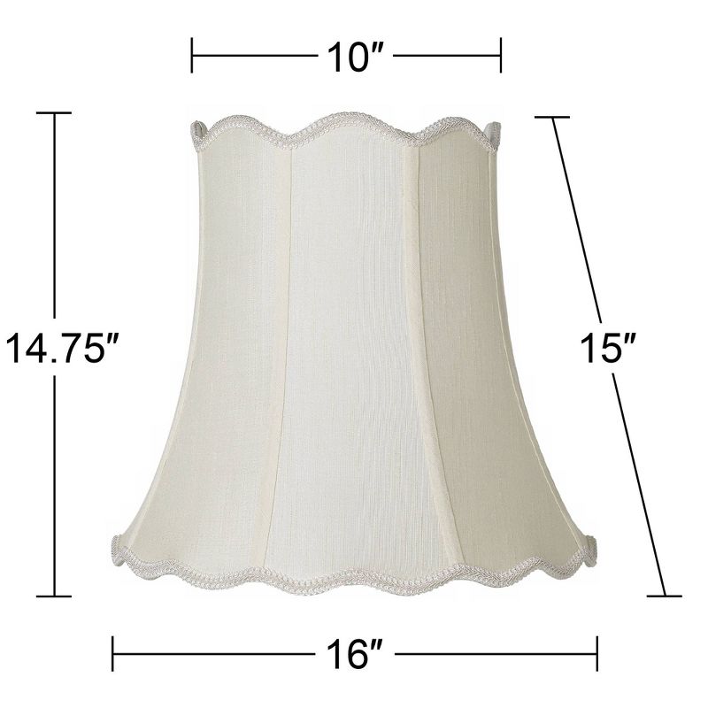Imperial Shade Creme Medium Scallop Bell Lamp Shade 10" Top x 16" Bottom x 15" Slant x 14.75 High (Spider) Replacement with Harp and Finial
