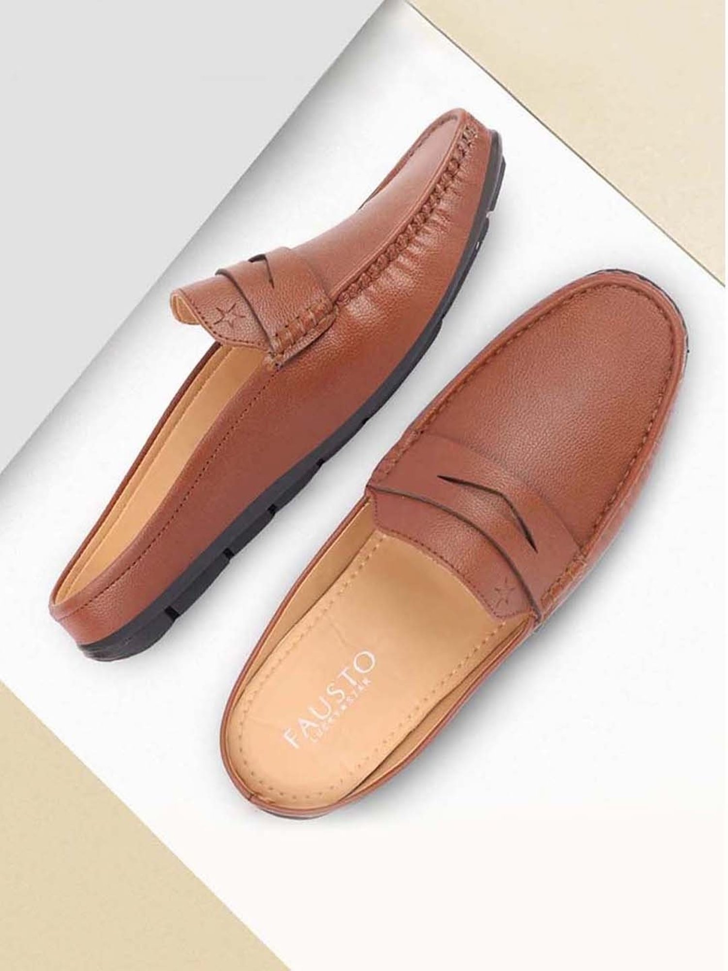 Fausto Men's Tan Mule Shoes