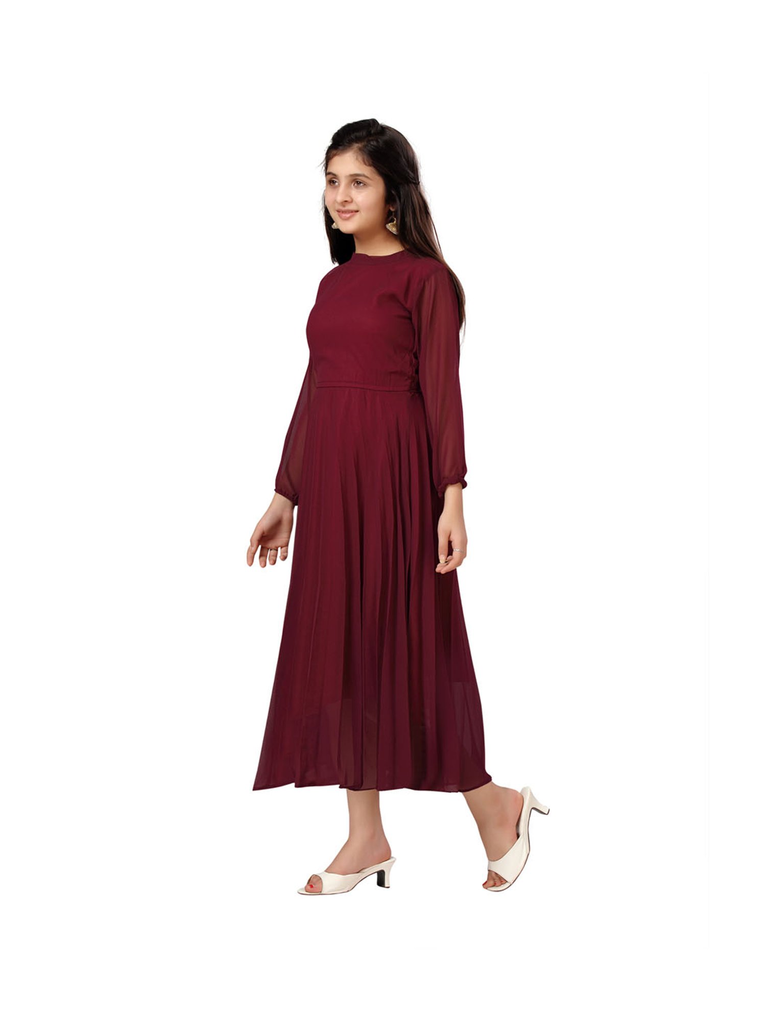 Aarika Kids Wine Solid Dress