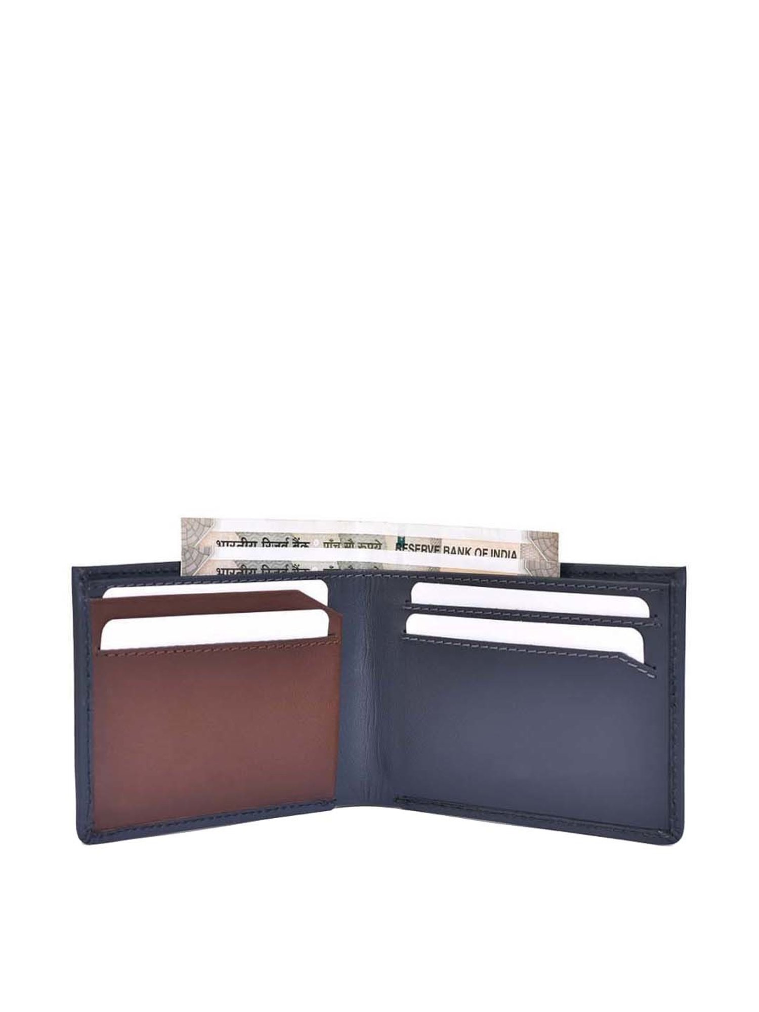 BELWABA Navy Casual Leather Bi-Fold Wallet for Men