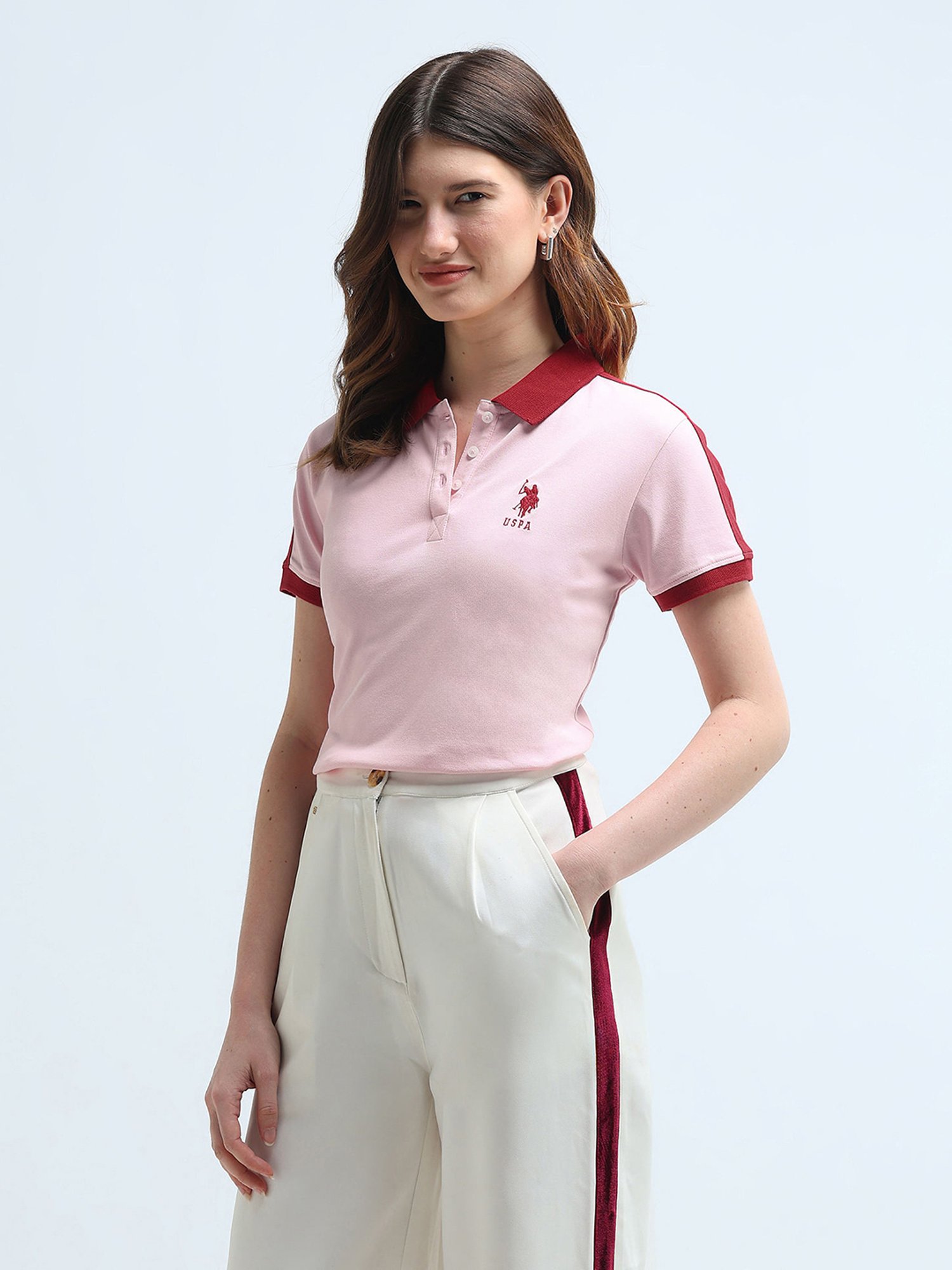 U.S. Polo Assn. Pink Logo Print Polo T-Shirt