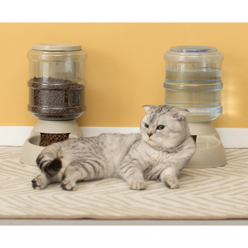 PawsMark Automatic Self Dispensing Gravity Pet Feeder and Waterer for Cats and Dogs