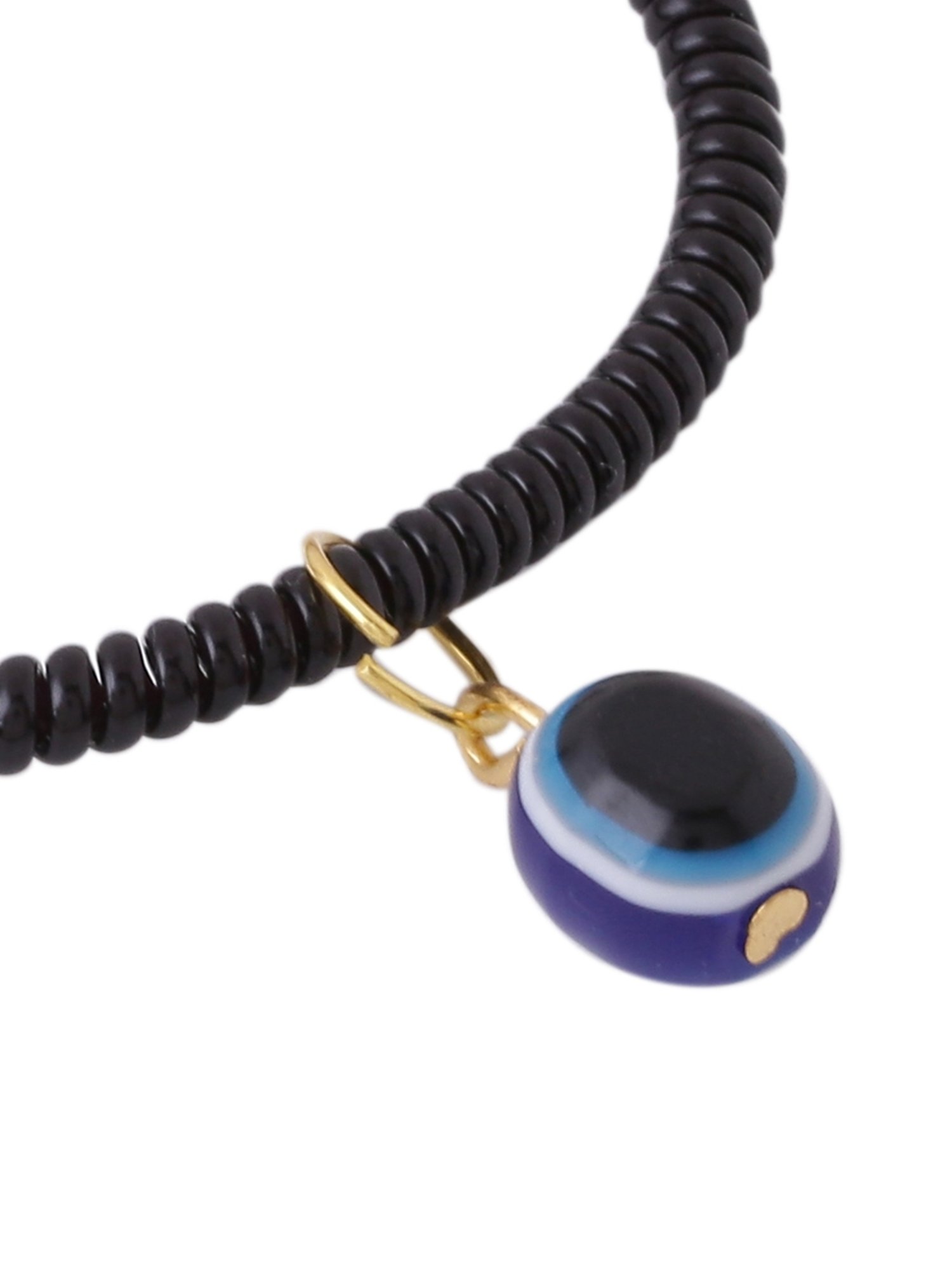 NVR Black Evil Eye Spring Ring Rakhi with Roli Chawal