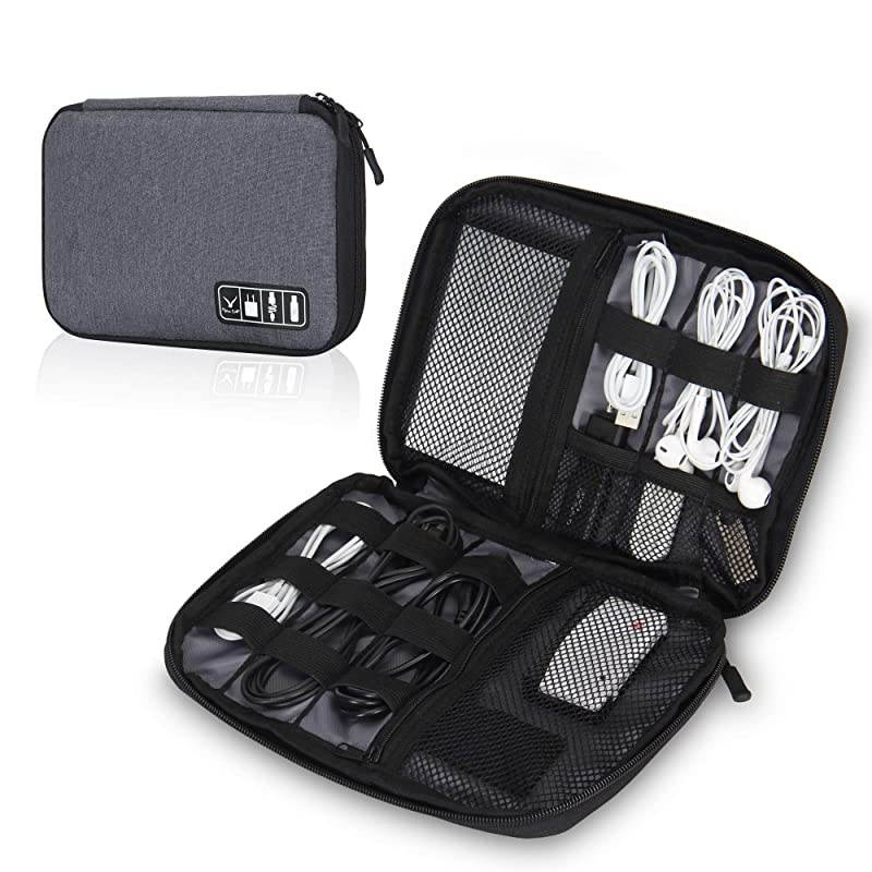 Travel Universal Cable Organizer Electronics Accessories Cases for Various USB Phone Charger and Cable Grey