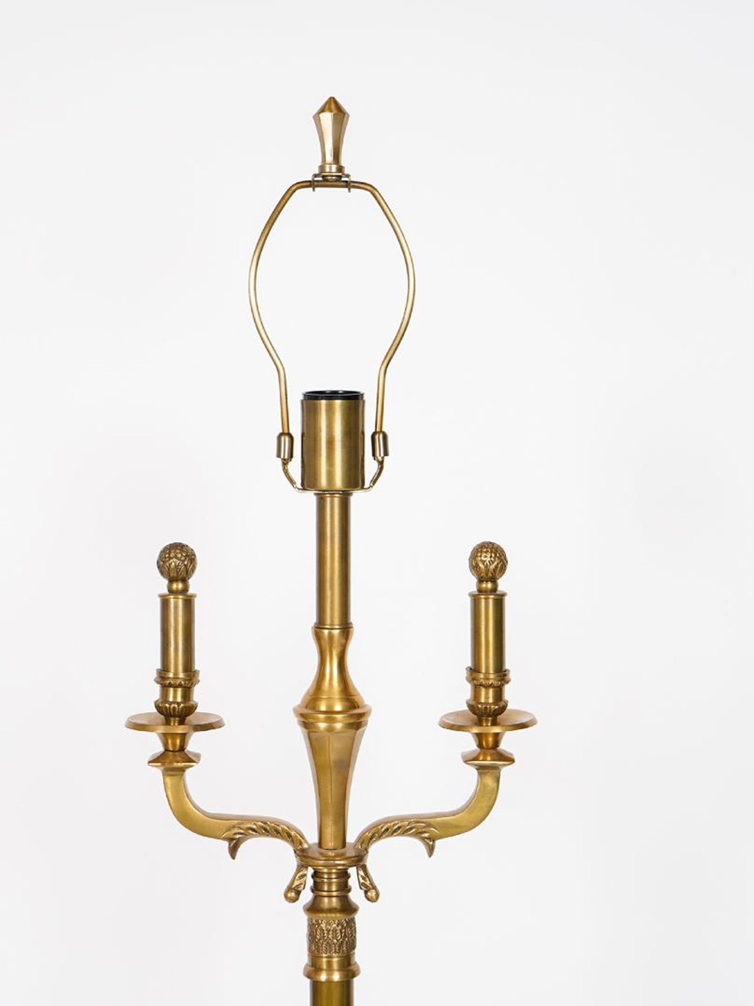 Kapoor Lamp Shades Brass & White Nixon Pure Cotton Shade Floor Lamp