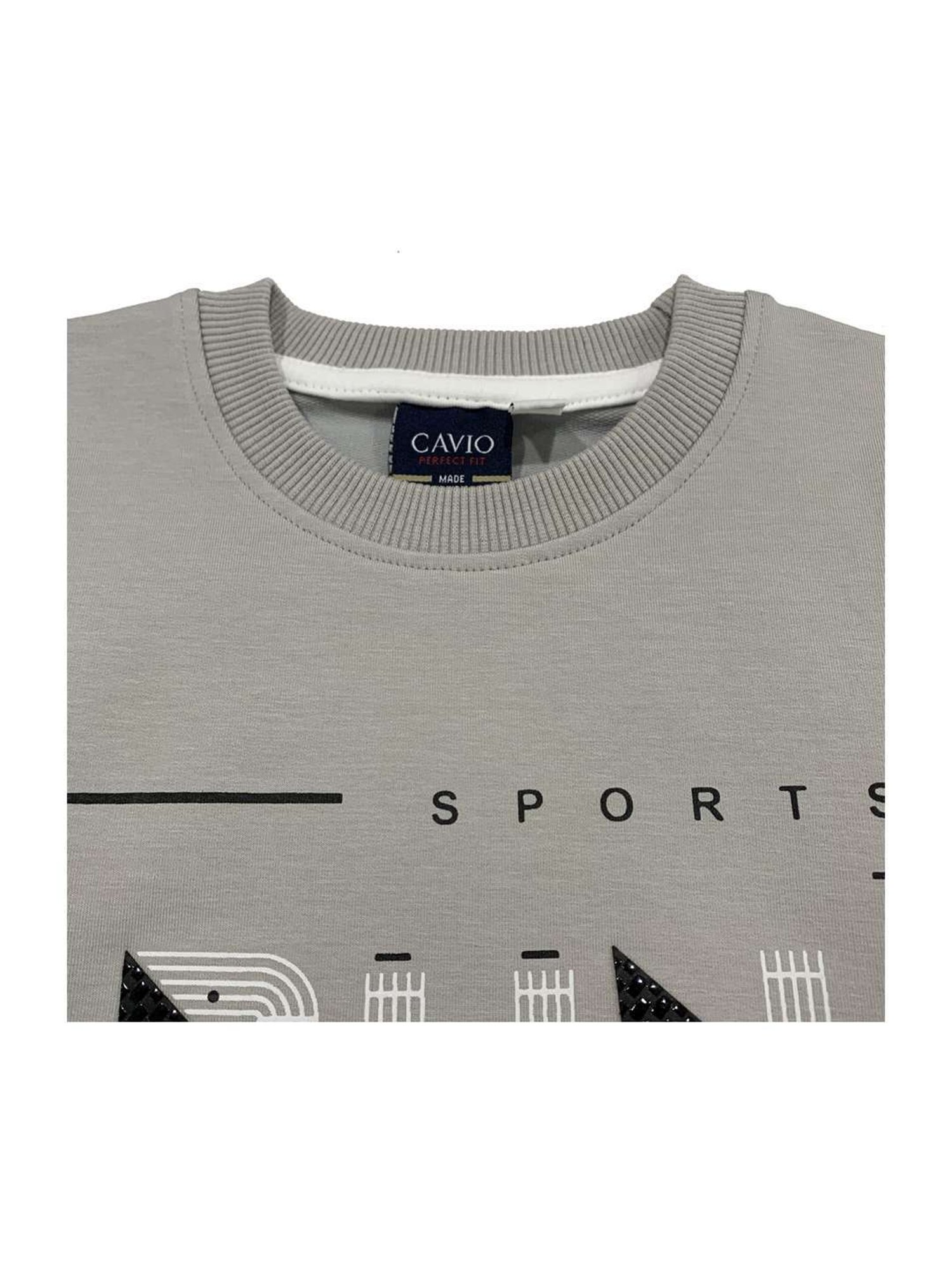 Cavio Kids Grey Printed Full Sleeves T-Shirt