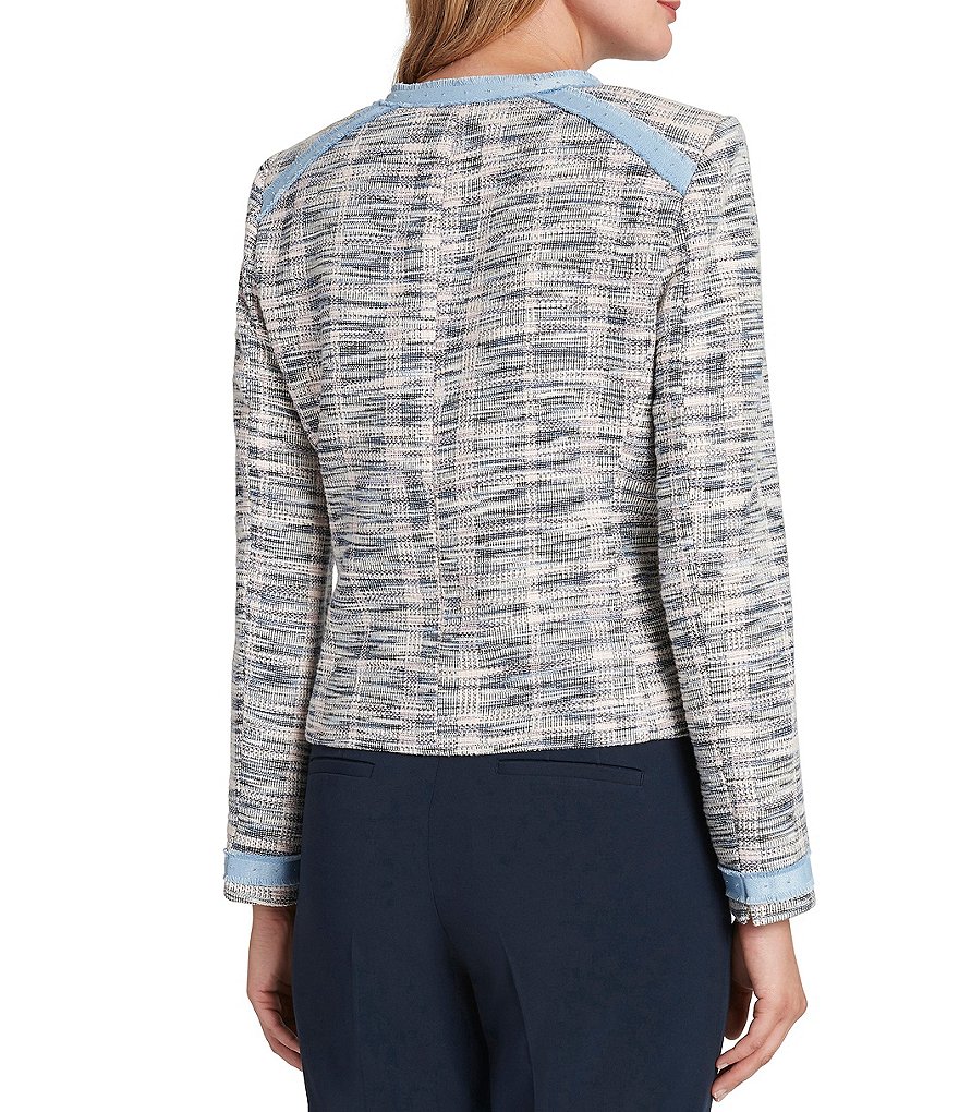 Eva Varro Solid Knit Jersey Notch Lapel Collar Two-Button Jacket