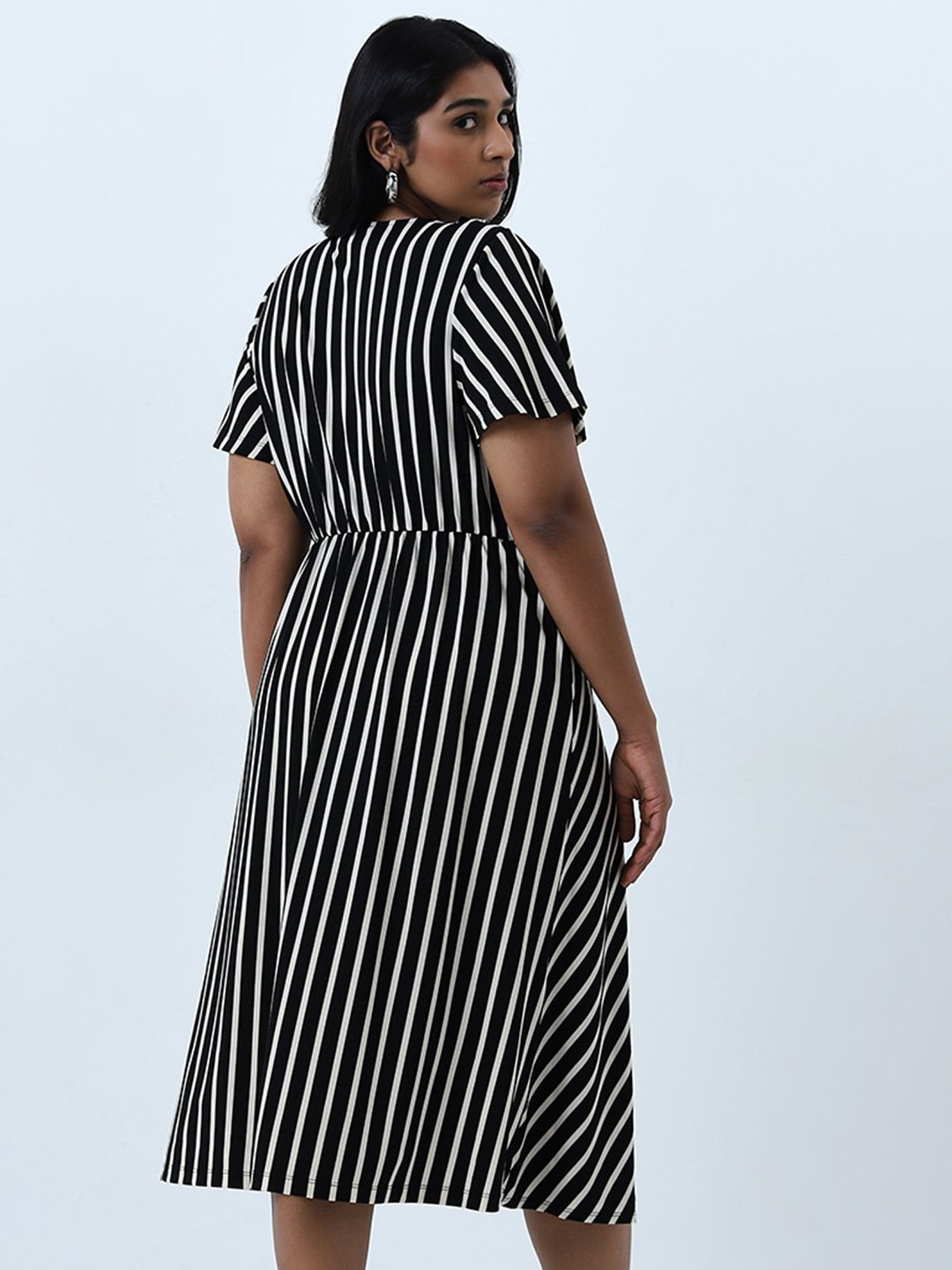 Gia by Westside Black Striped A-Line Dress
