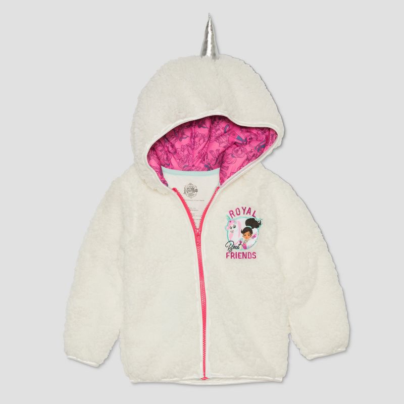 Toddler Girls' Nella the Princess Knight Royal Friends Unicorn Hoodie - White 12 M