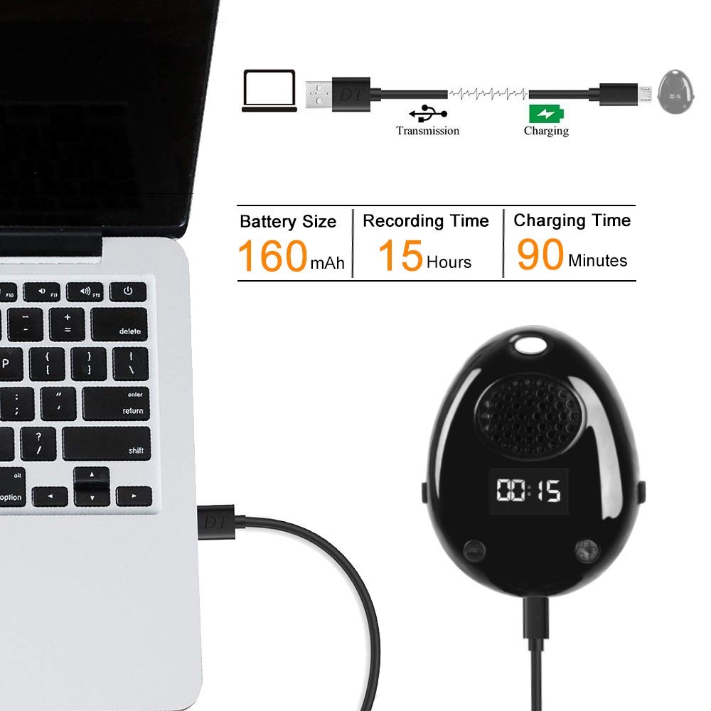 Digital Voice Recorder,eoqo 8GB Voice Activated Audio Recorder,Portable Sound Recorder + Music Player with Internal Speaker + Steps Track + Time Display