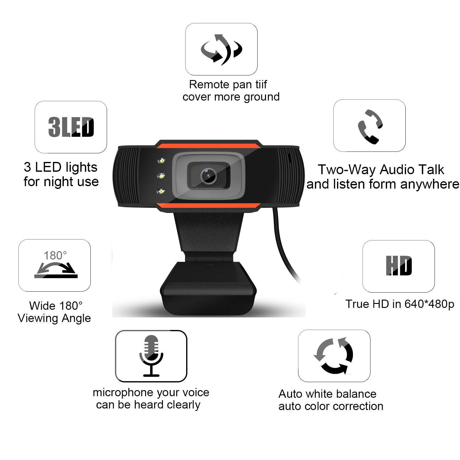 Web Cam with Microphone USB 12 Megapixel 480P Web Camera with Light for Computer Laptop