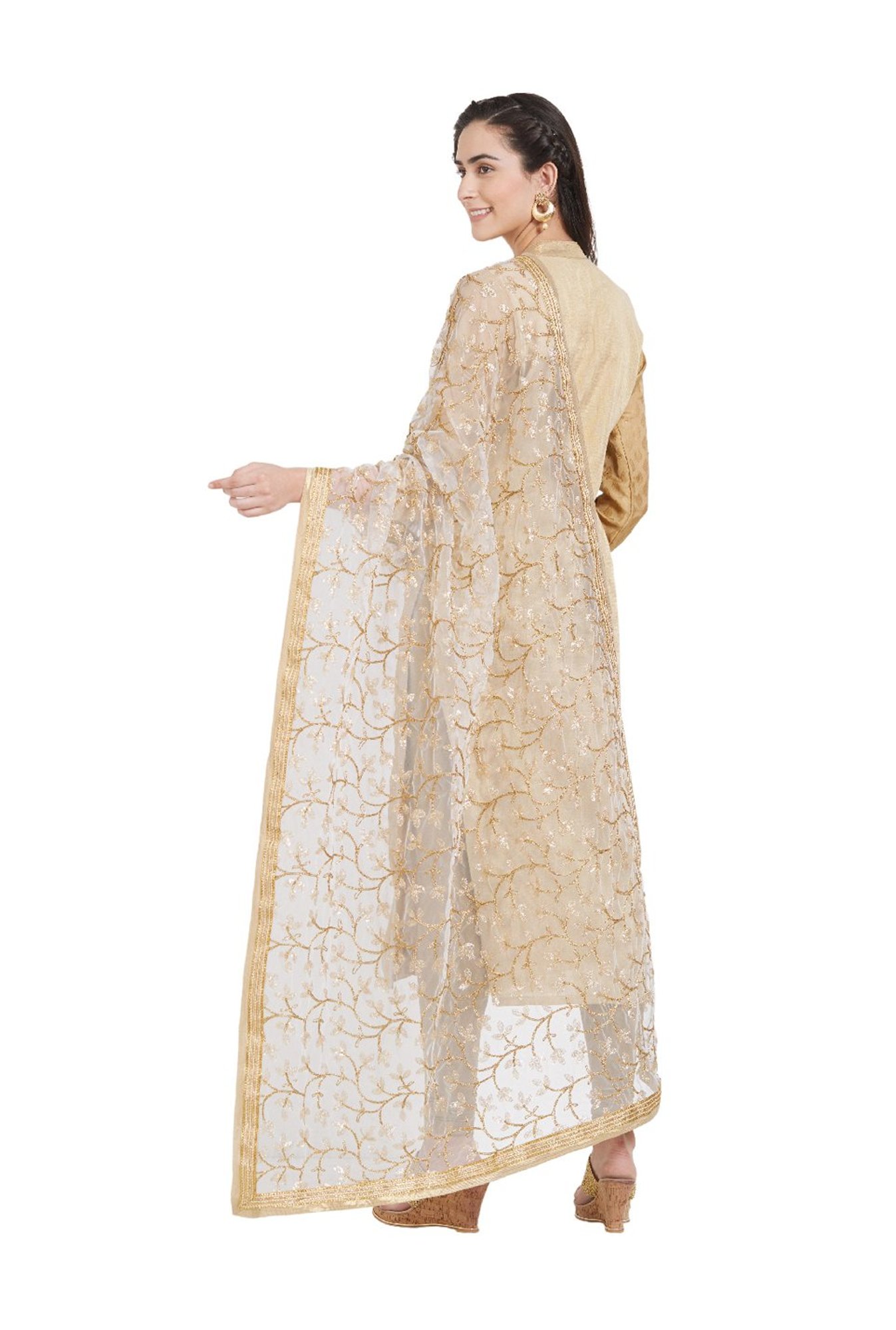 Dupatta Bazaar White & Gold Dupatta