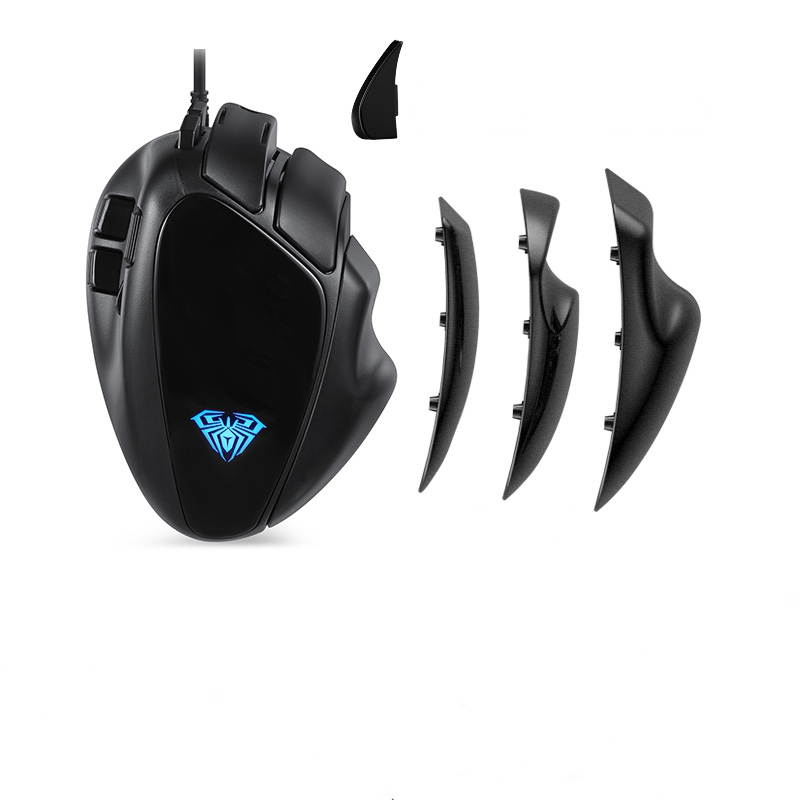 AULA S10 Ergonomic Design, Cool Exterior Wired 4000DPI 8-button Gaming  Mouse For Office And Game, Adjustable Grip Style,7 Breathing Light Modes -Pearl White