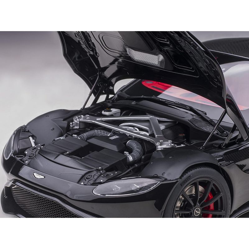 2019 Aston Martin Vantage RHD (Right Hand Drive) Jet Black with Red Interior 1/18 Model Car by Autoart