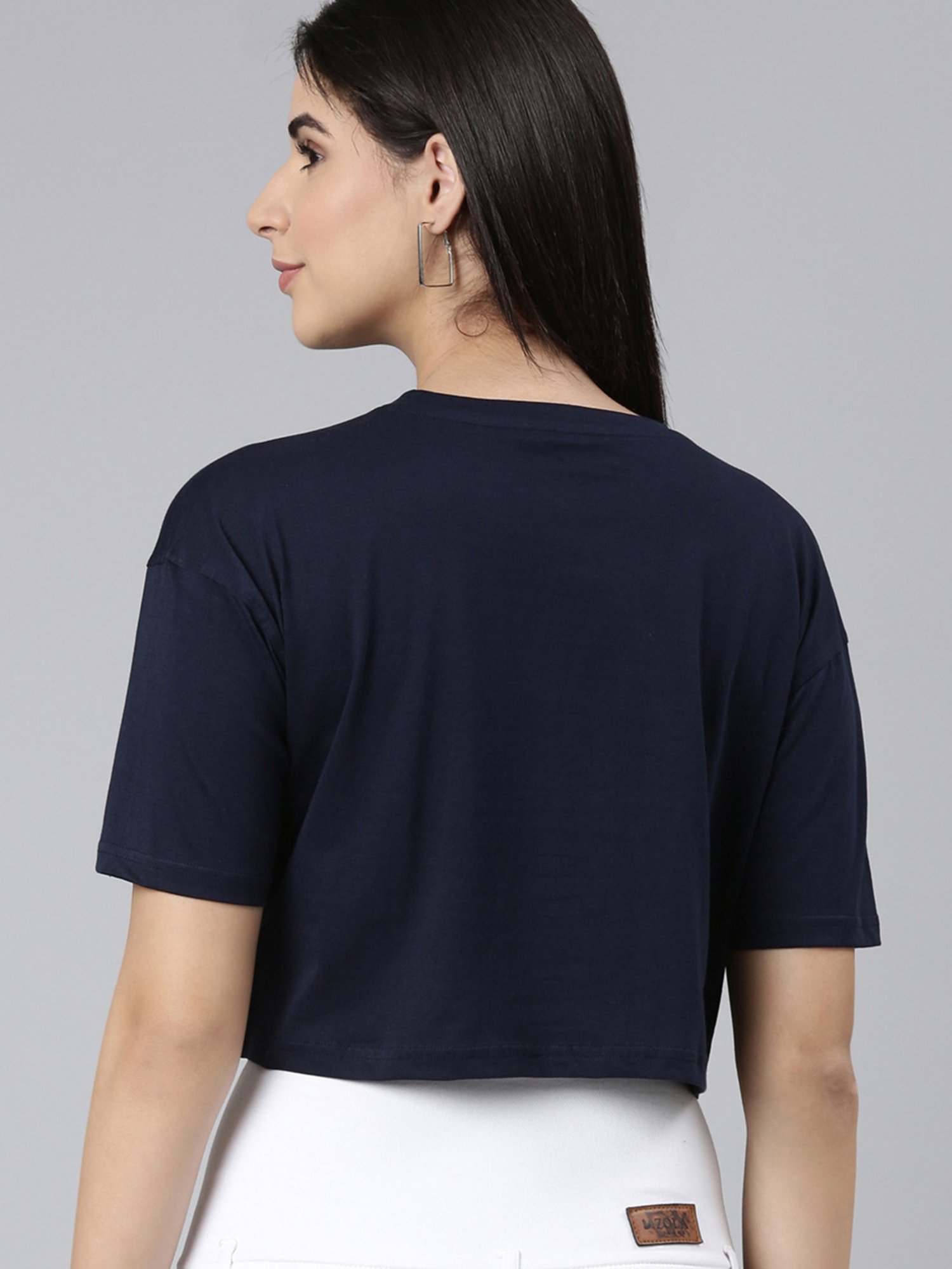 Kryptic Navy Cotton Relaxed Fit Crop T-Shirt (Pack Of 2)