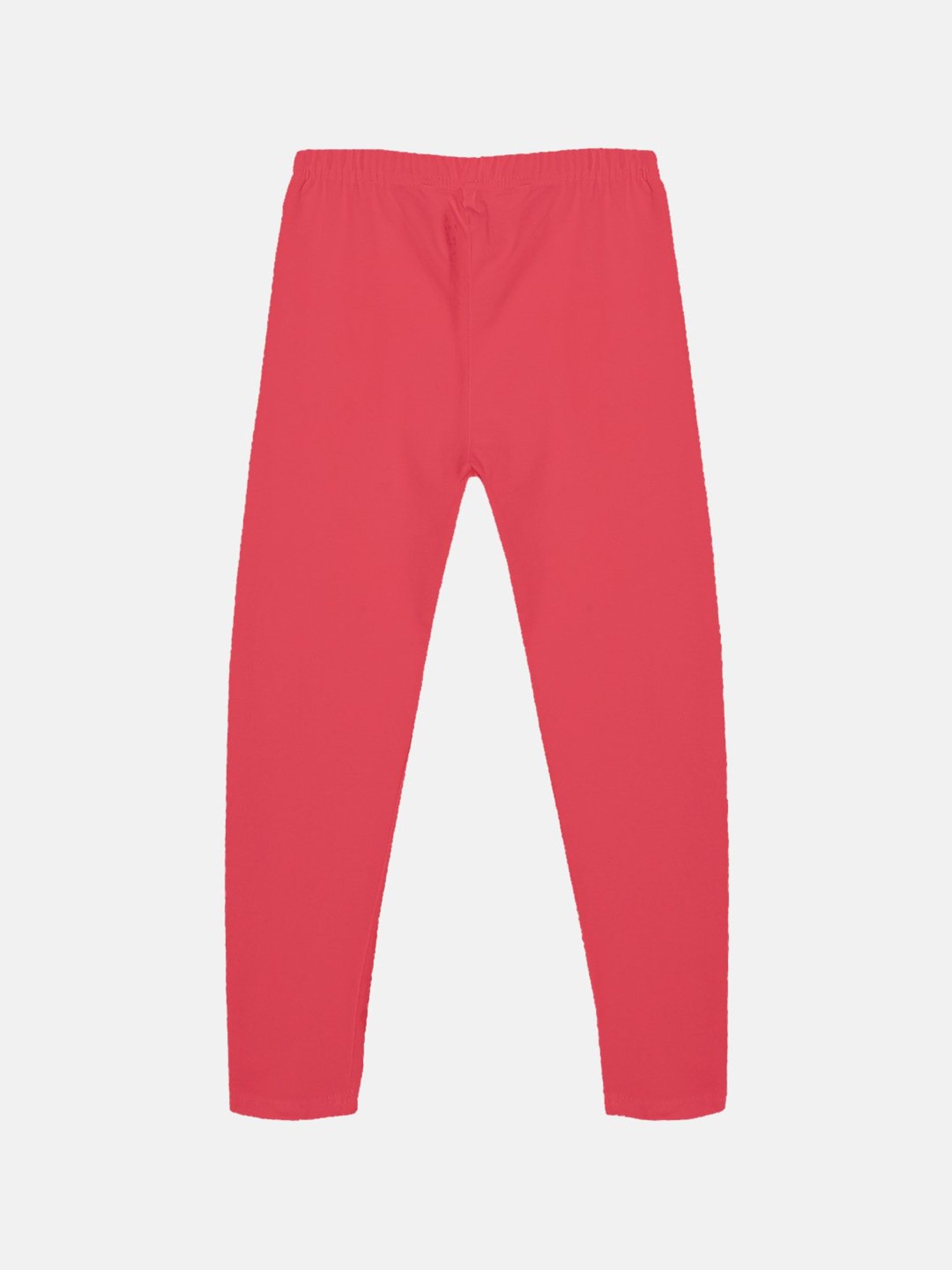 Kiddopanti Girls Coral Solid Leggings