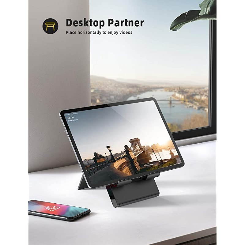 Adjustable Tablet Stand Holder Foldable Desktop Stand Charging Dock for Desk Compatible with iPad Air Mini Pro 97129 Phone 12 Mini 11 XS Max XR X Plus S10 S9 S8 Smartphones 413