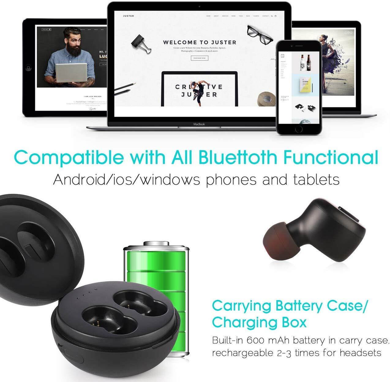 IP68 Waterproof Swimming Earbuds, Sport Bluetooth 5.0 Wireless Earbuds Built-in Mic Auto Pairing in-Ear Earphones with Charging Case Premium Stereo Sound Special for Swimming Bathing Driving Sauna