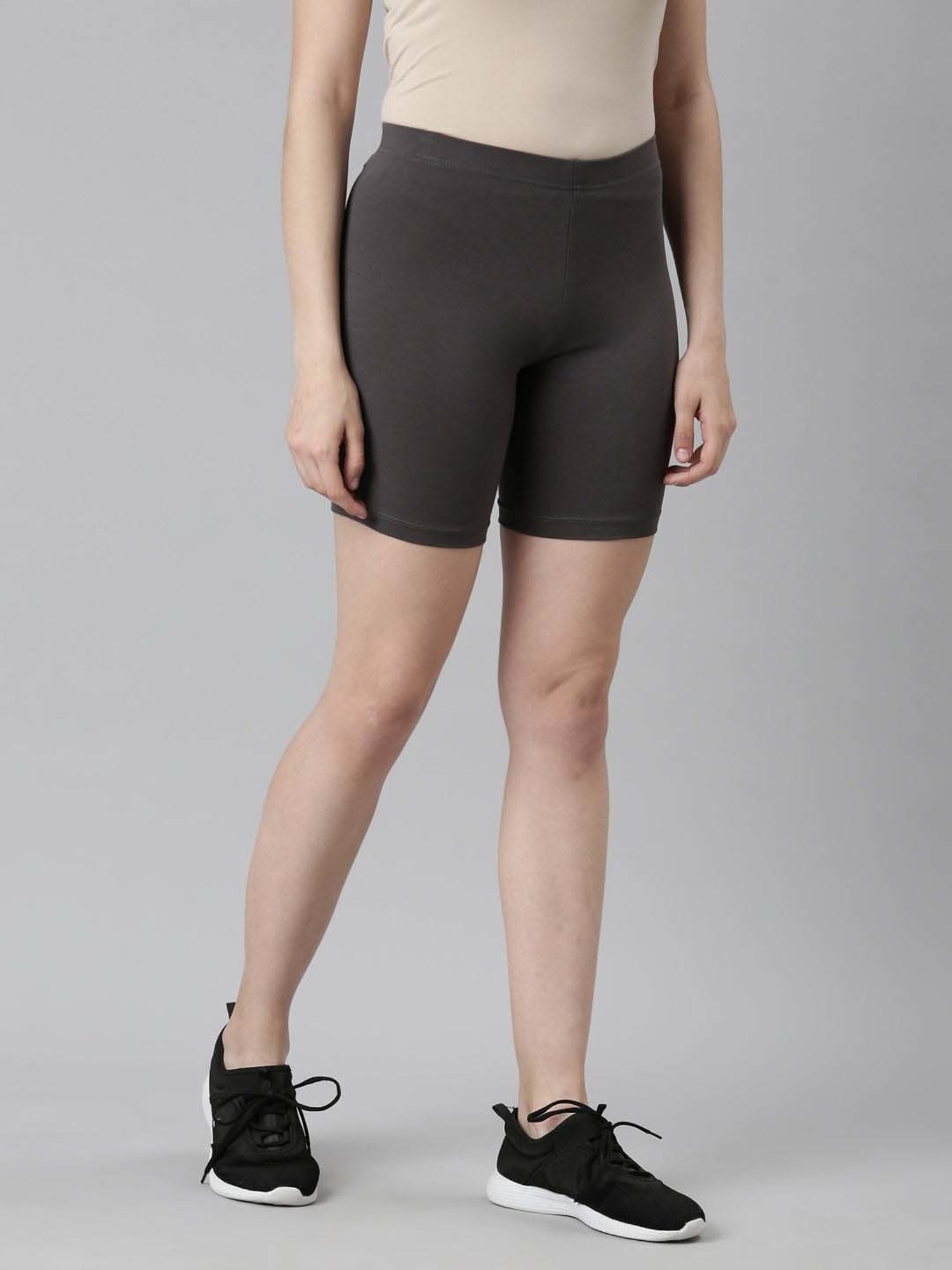 Go Colors! Charcoal Grey Cotton Slim Fit Sports Shorts