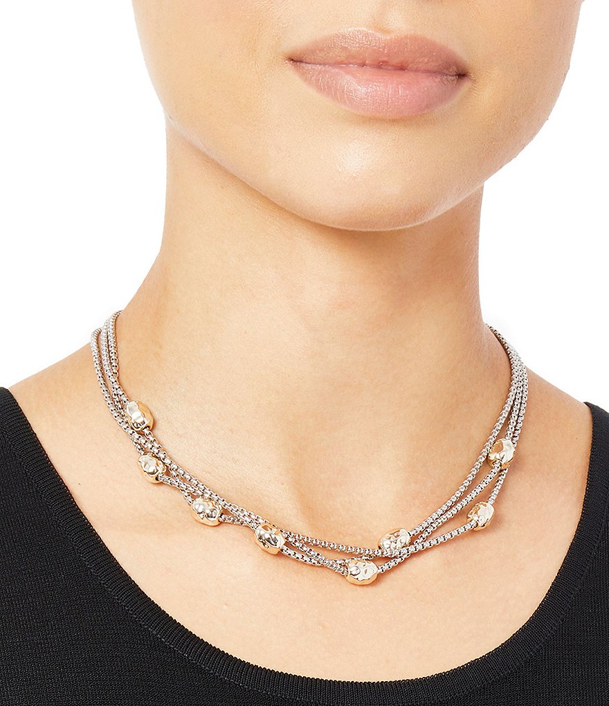 Ming Wang Hammered Ball Two-Tone Necklace