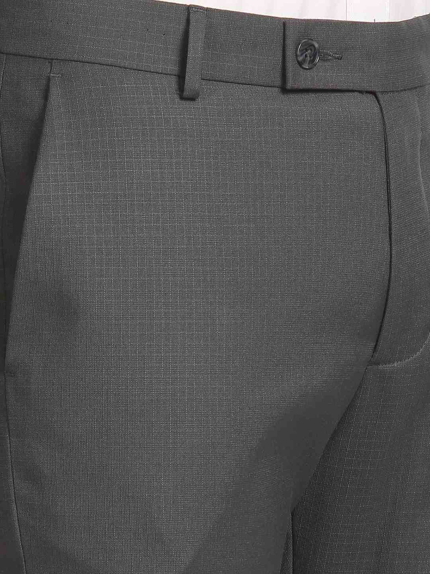 Arrow Grey Regular Fit Checks Trousers