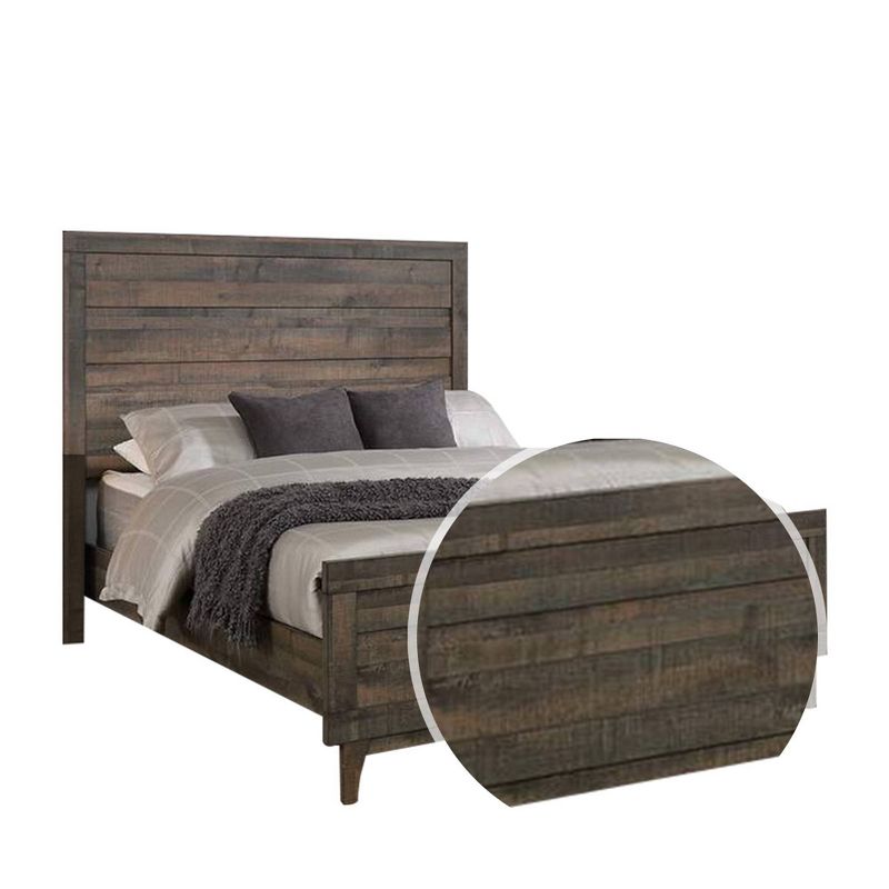Twin Wooden Panel Design Headboard and Footboard with Tapered Legs Brown - Benzara