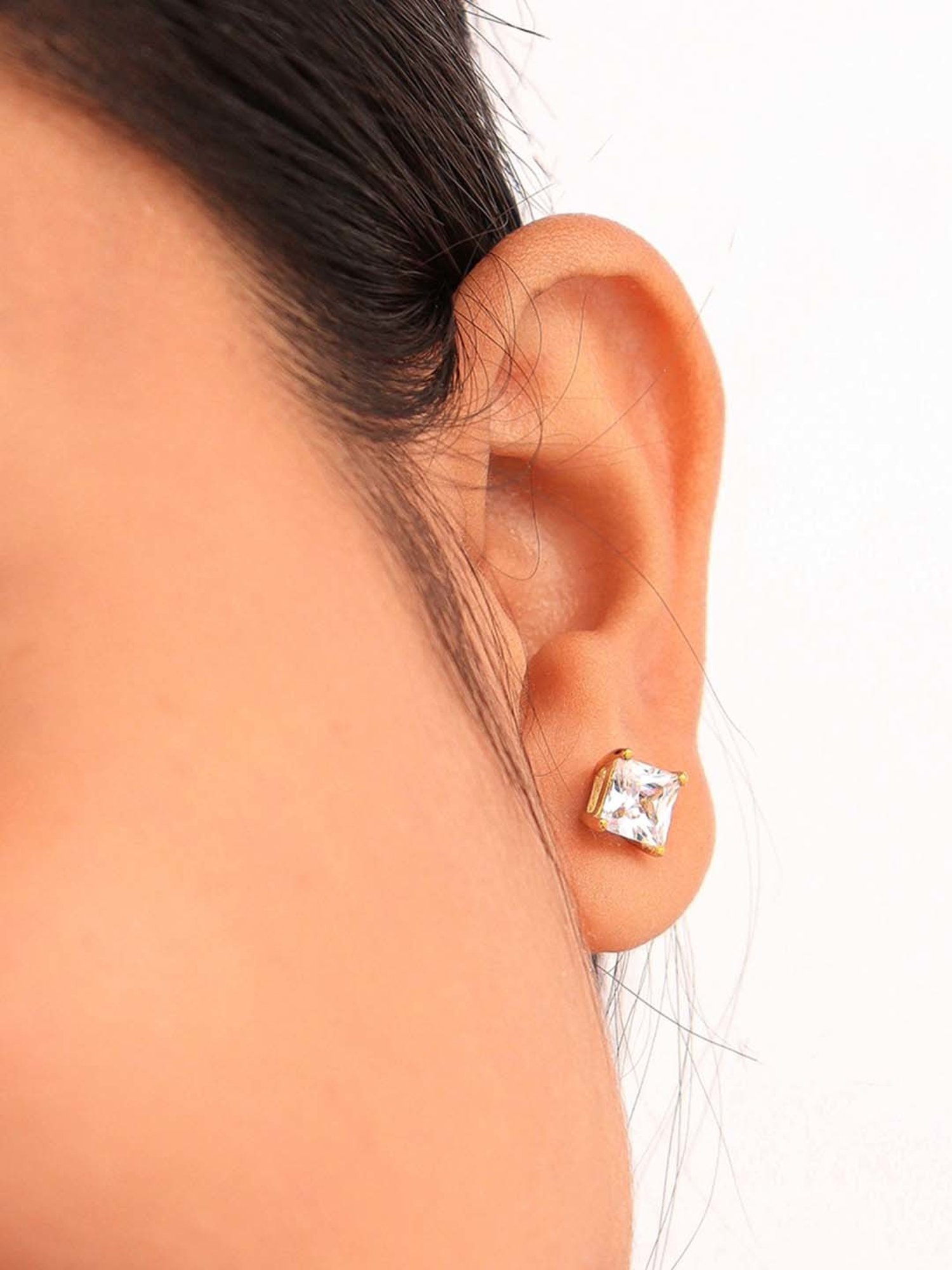 Silberry 925 Sterling Silver 18k Gold Plated Classic 8mm Stud Earrings for Women