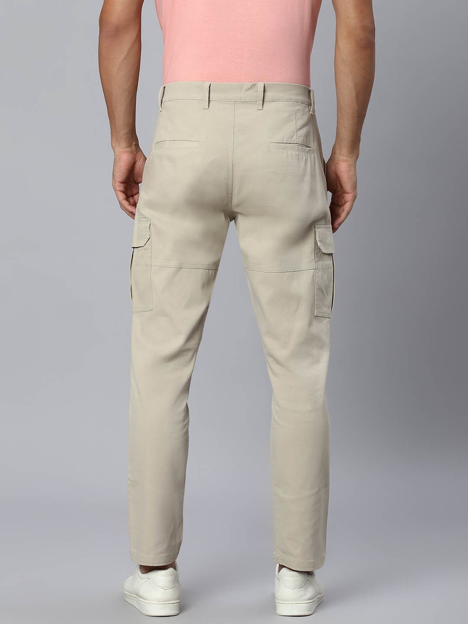 High Star Beige Regular Fit Cargo Trousers