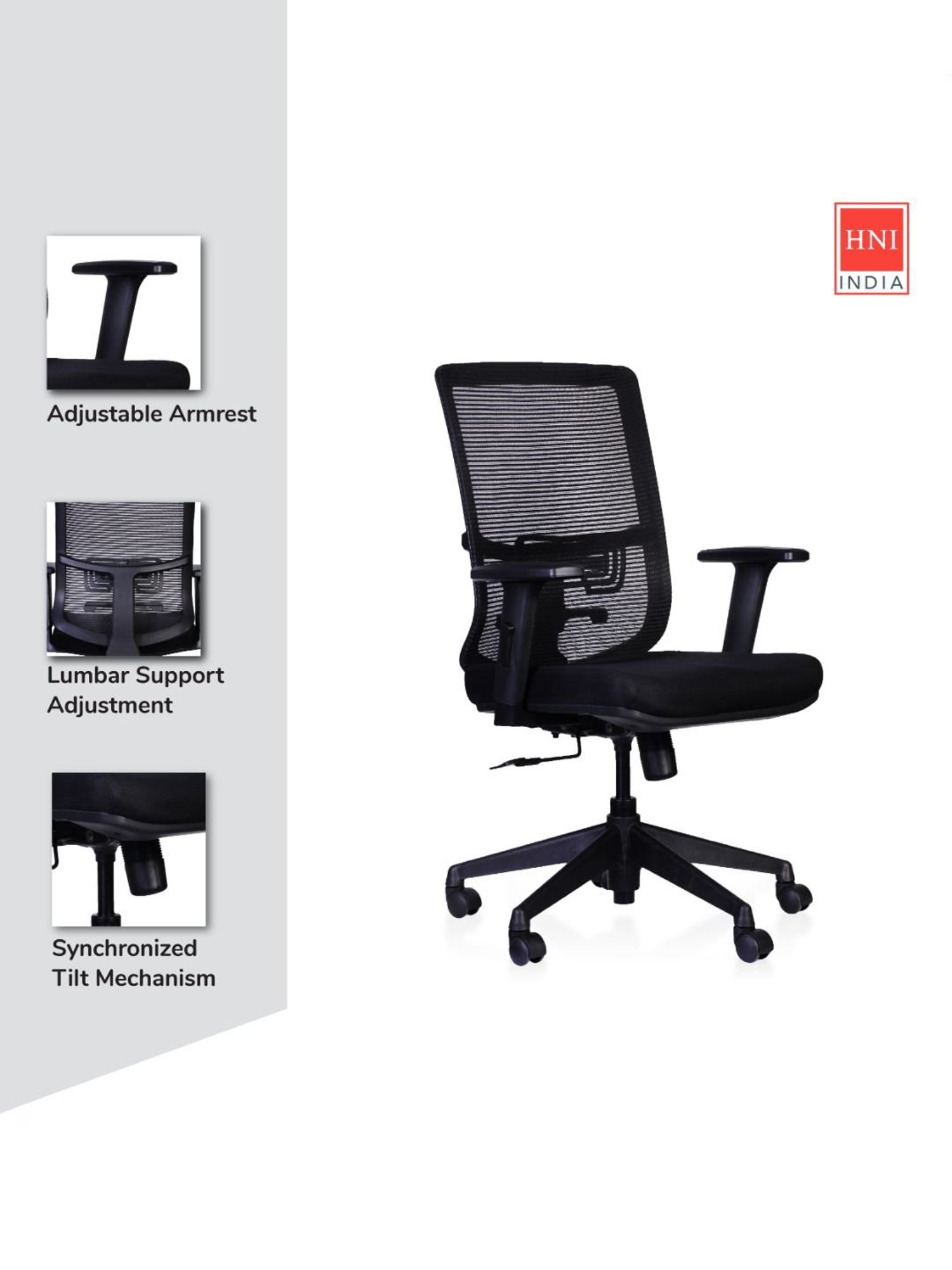 HNI India Certo Black Mesh Office & Study Desk Chair