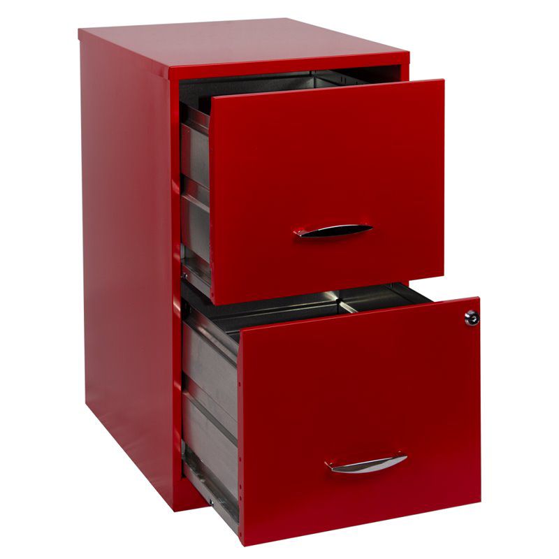 Steel SOHO 18 in Deep 2 Drawer Smart File Cabinet in Red-Hirsh Industries