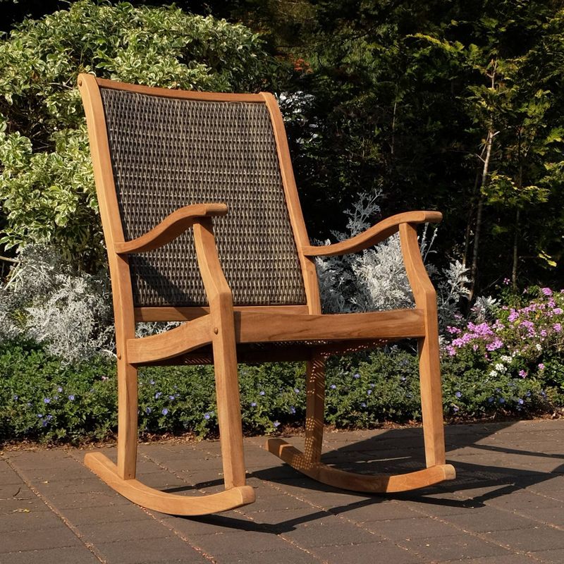 Dunham Solid Teak & Wicker Patio Rocking Chair - Cambridge Casual