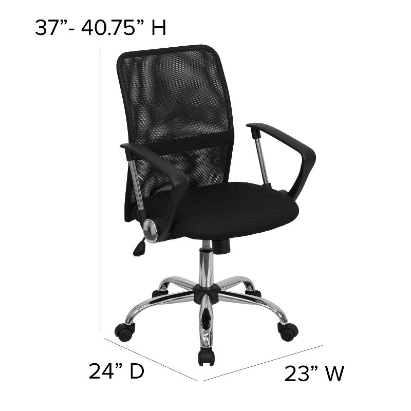 Emma and Oliver Mid-Back Black Mesh Swivel Task Office Chair with Lumbar Support Band