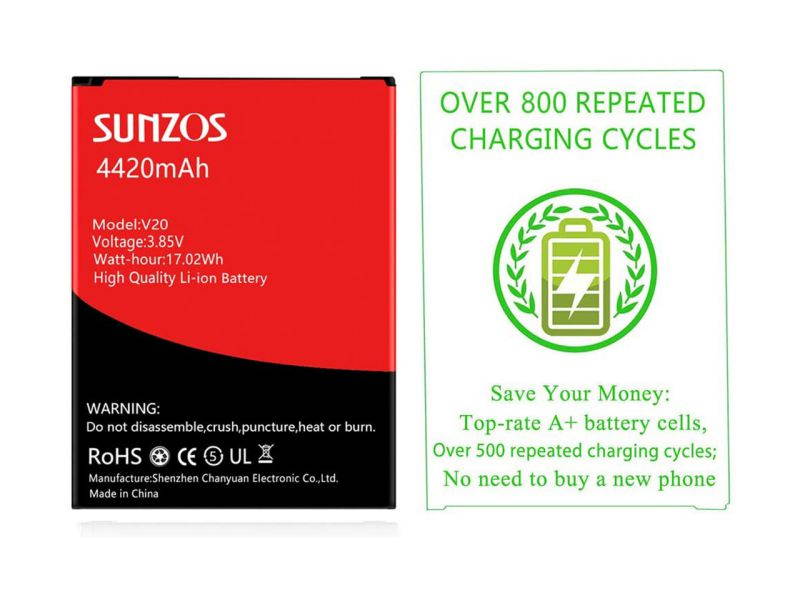 SUNZOS LG V20 Battery, [Upgraded] 4420mAh Li-ion Replacement Battery for LG V20 BL-44E1F [US996,T-Mobile H918,Verizon VS995,Sprint LS997,AT&T H910