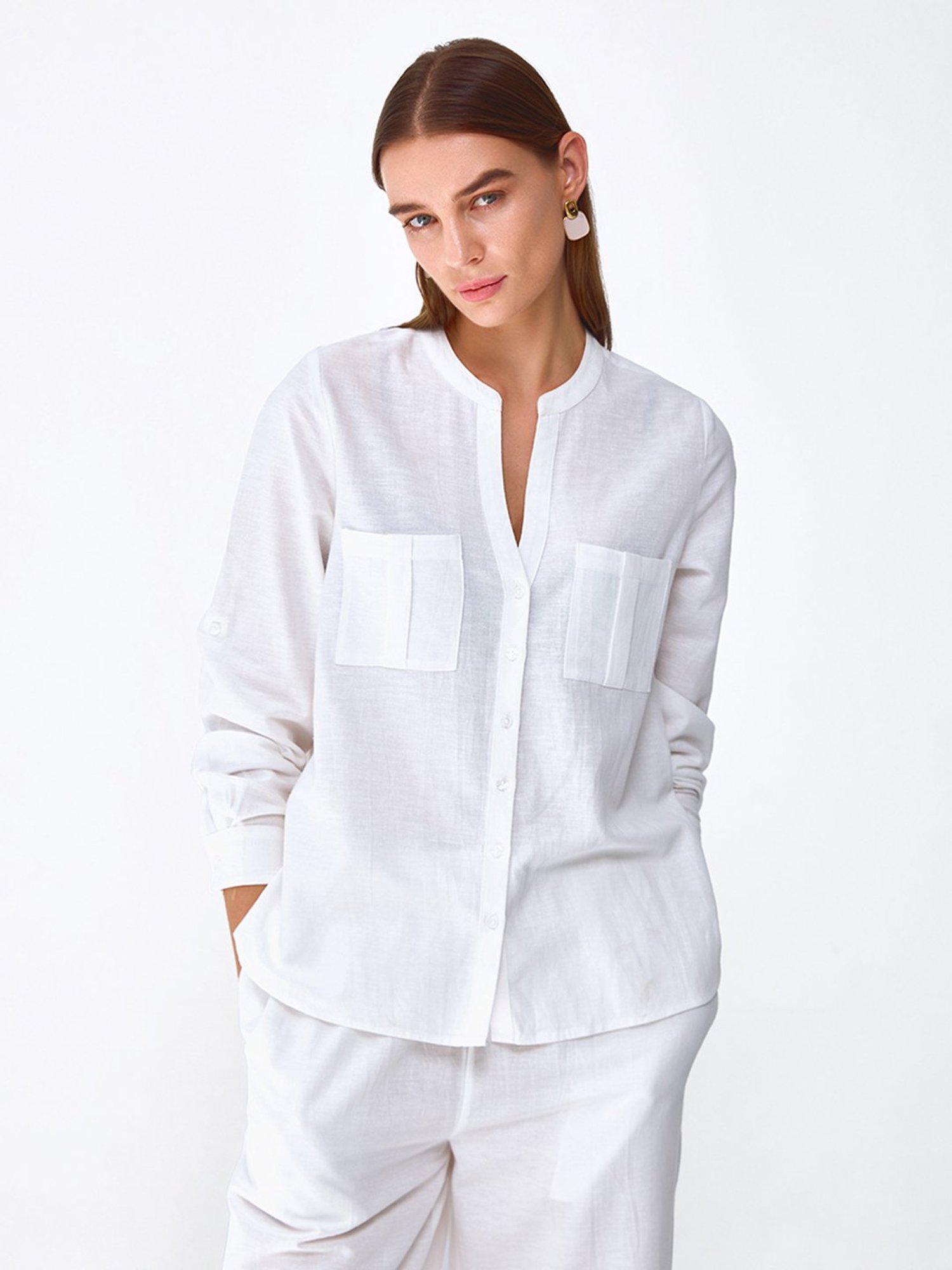 Cover Story White Regular Fit Shirt