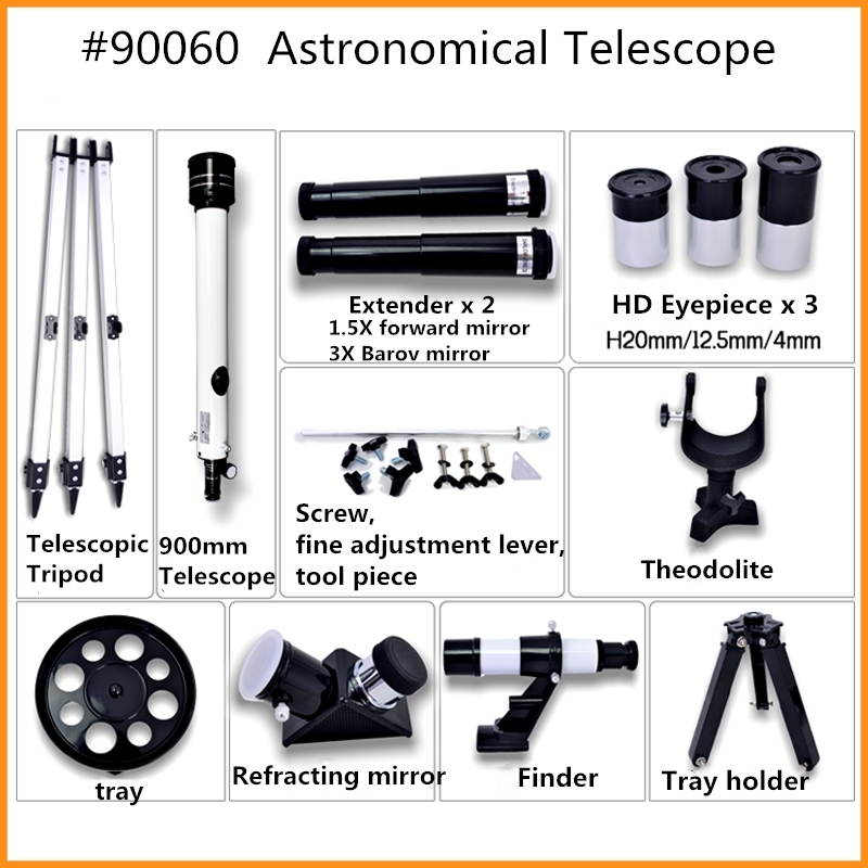 Telescope Astronomical Manufacturer 90060 HD Professional Astronomical Refractor Telescope for Kids Learning the Stars& Planets