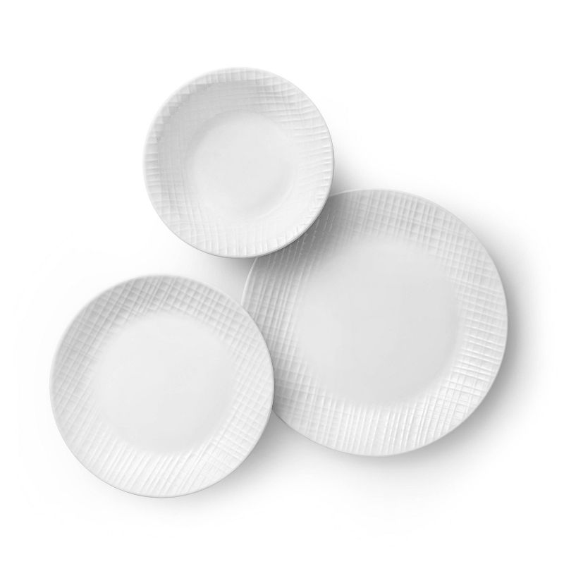 Corelle 18pc Glass Linen Weave Dinnerware Set
