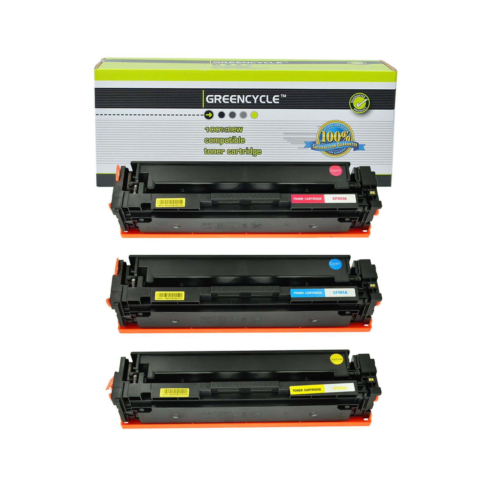 GREENCYCLE Color Toner Cartridge Compatible for HP 202A CF501A CF502A CF503A Laserjet Pro MFP M281 M254 Printer(CYM,3 Pack)