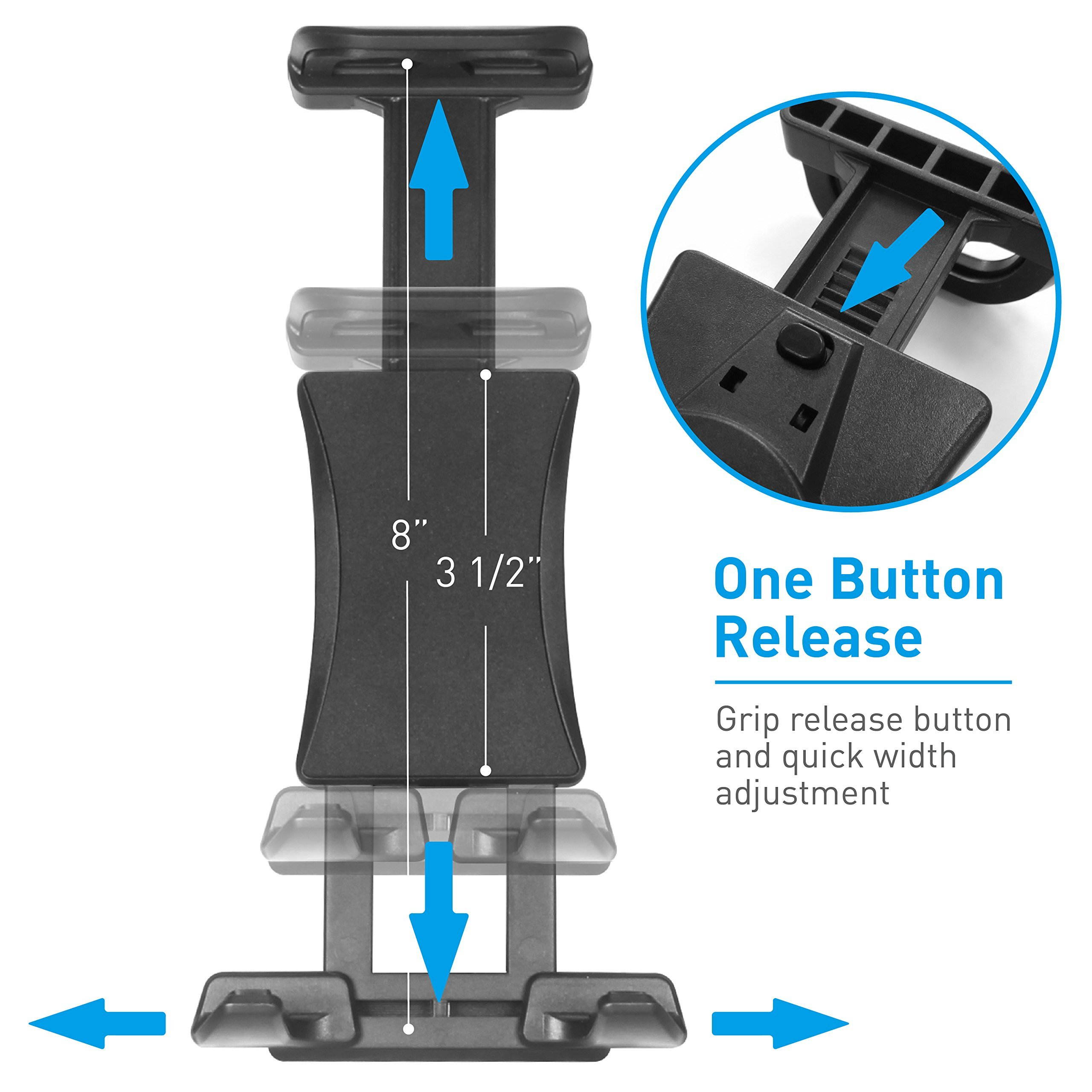 Macally Adjustable Car Seat Headrest Mount and Holder for Apple iPad Air / Mini, Samsung Galaxy Tab, Kindle Fire, Nintendo Switch, and 7" to 10" Tablets (HRMOUNT)