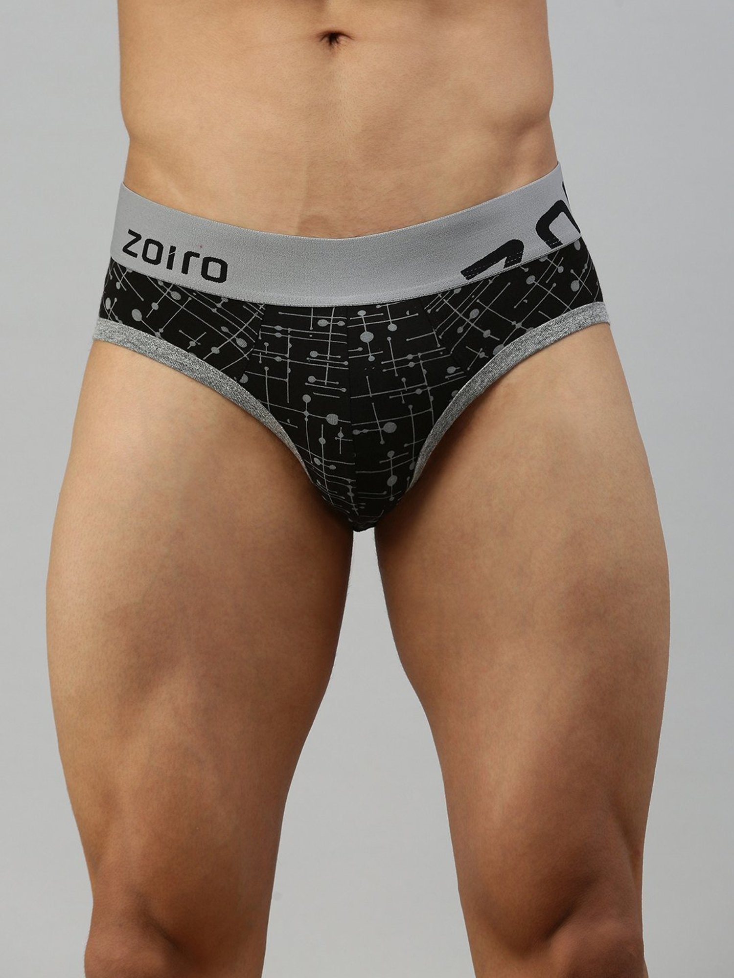 Zoiro Black & Blue Regular Fit Printed Briefs - Pack Of 2