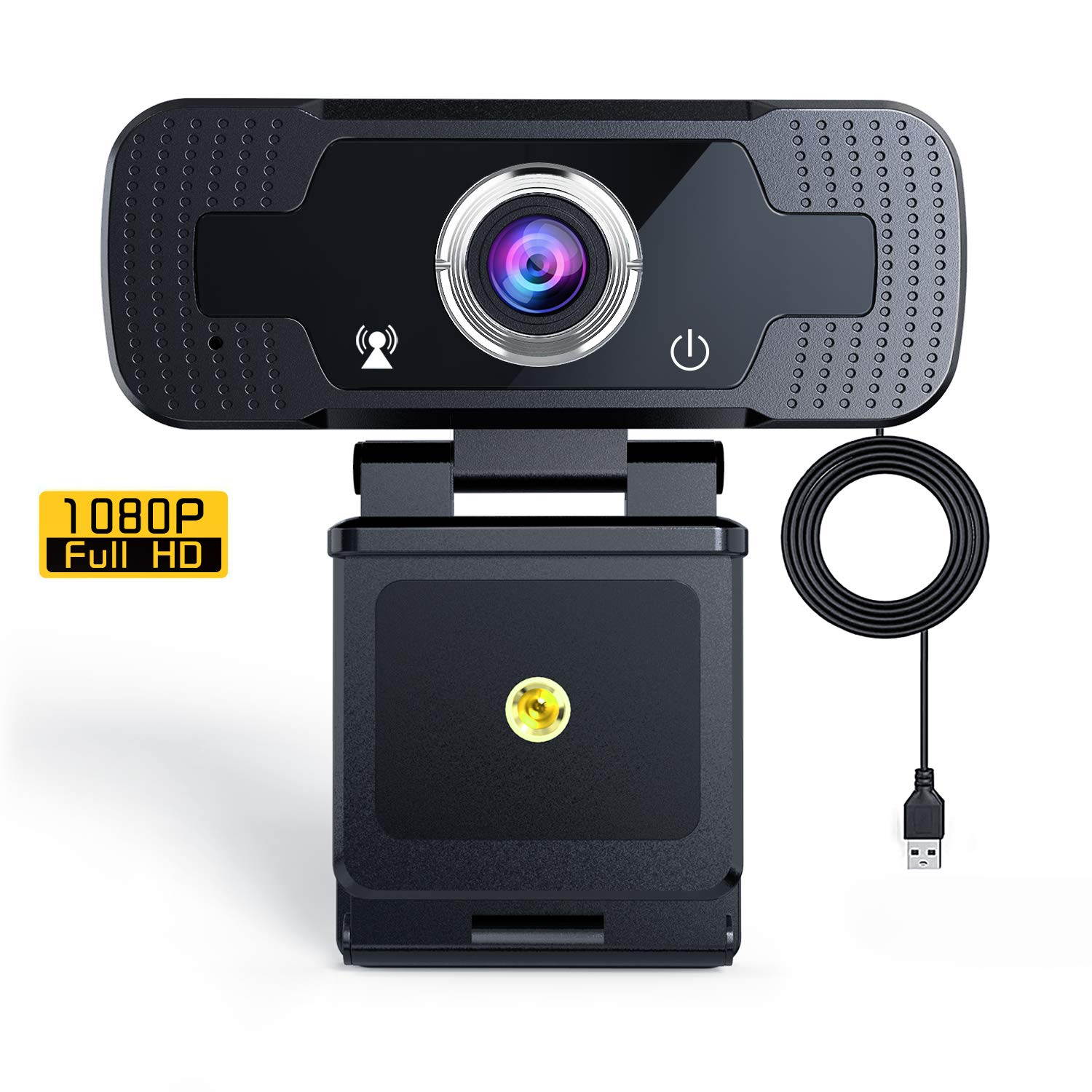 Webcam 1080P HD Live Streaming Webcam USB Plug and Play Web Camera for PC Laptop Desktop with 90-Degree Wide Angle Microphone for Video Conference Recording Gaming, Video Calling