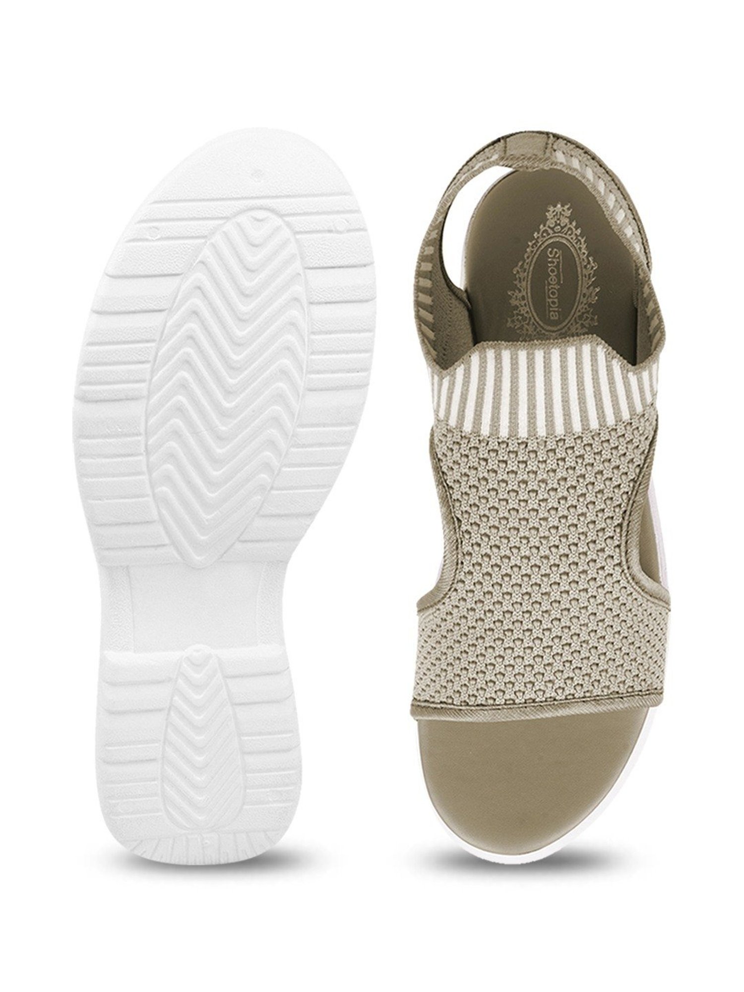 Shoetopia Women's Beige Back Strap Wedges