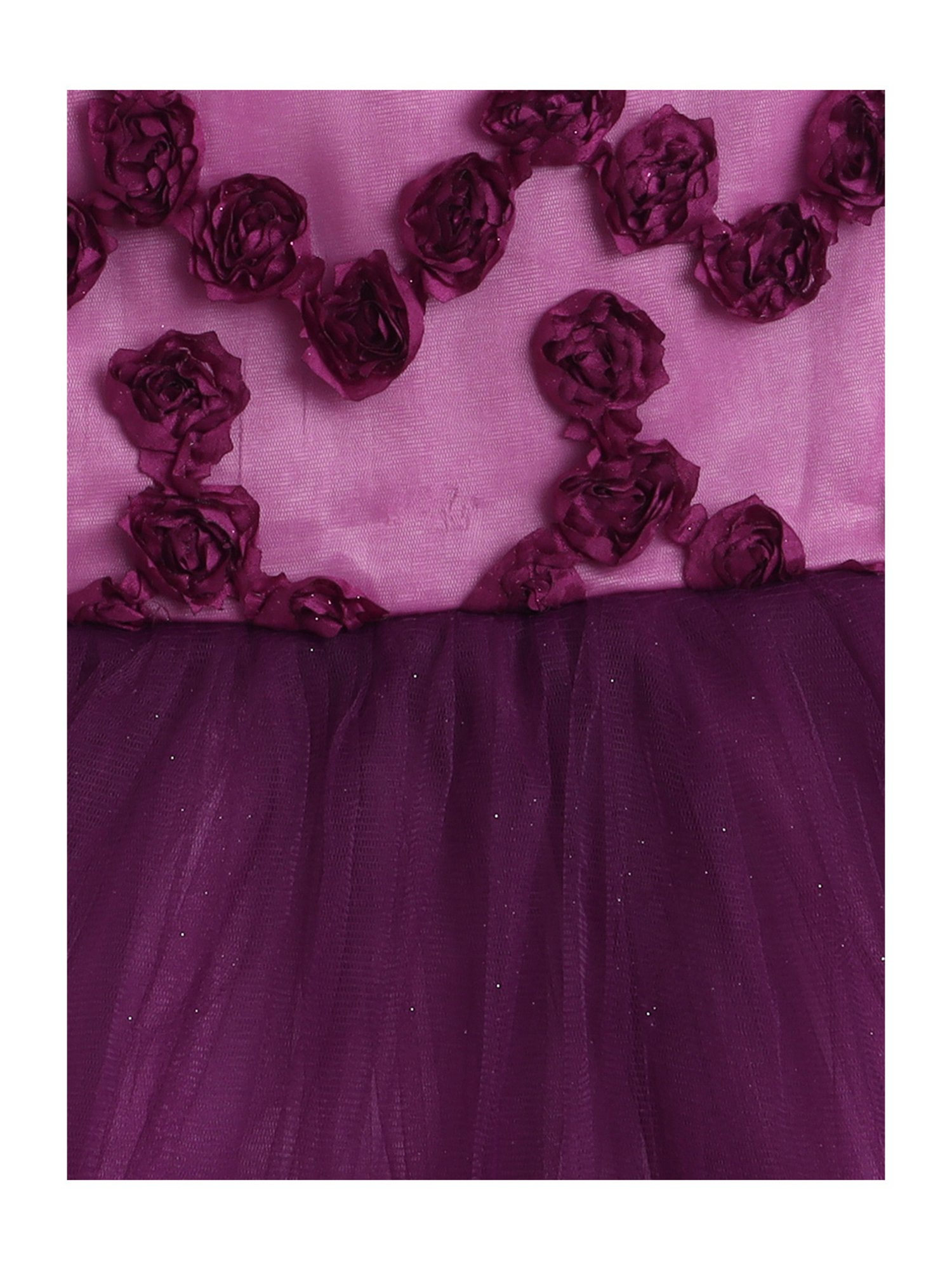 Many Frocks Kids Magenta Applique Dress