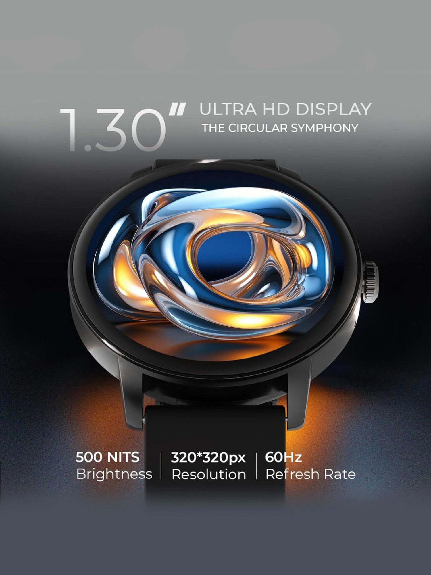 beatXP Vector BT Calling Smartwatch with 1.30 inch HD Display & Rotary Crown (Black)