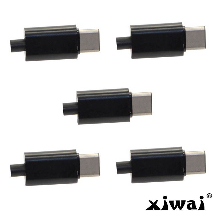 Xiwai 5set DIY 24pin Type C USB-C Male Plug Connector SMT type with Black Housing Cover