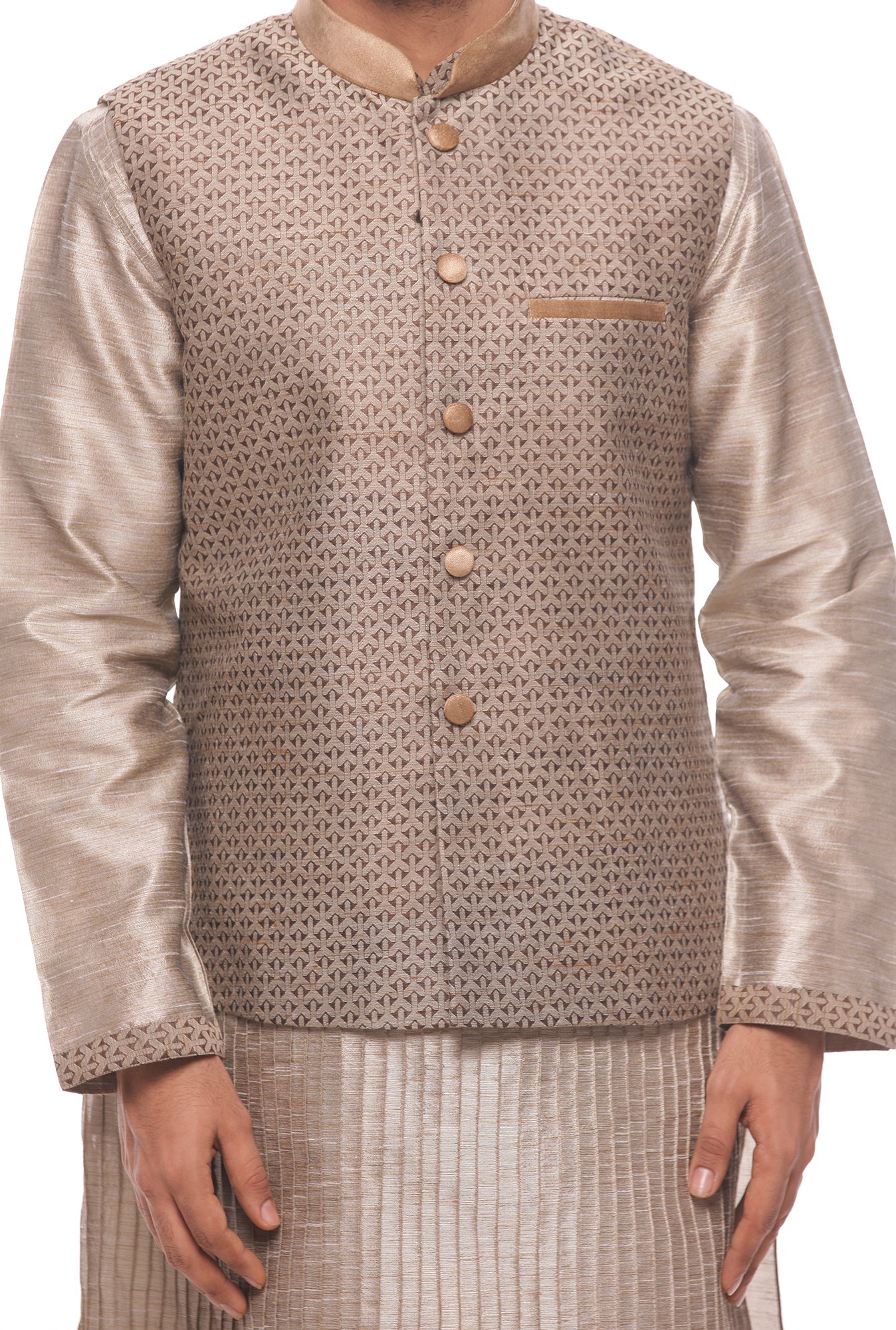 Manyavar Grey Self Design Ethnic Kurta Set with Jacket